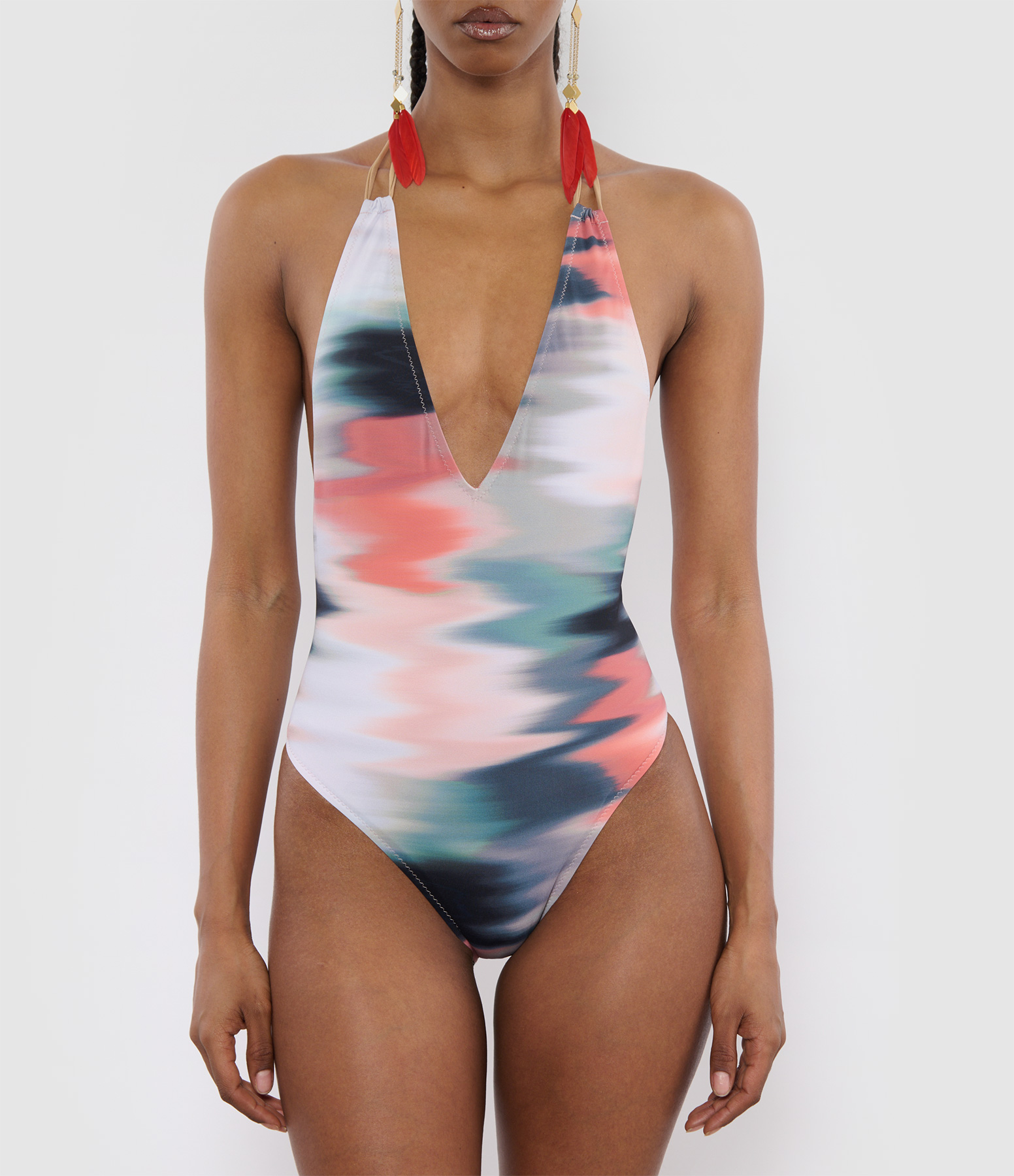 Light-Coloured Tie-Dye One-Piece Swimsuit