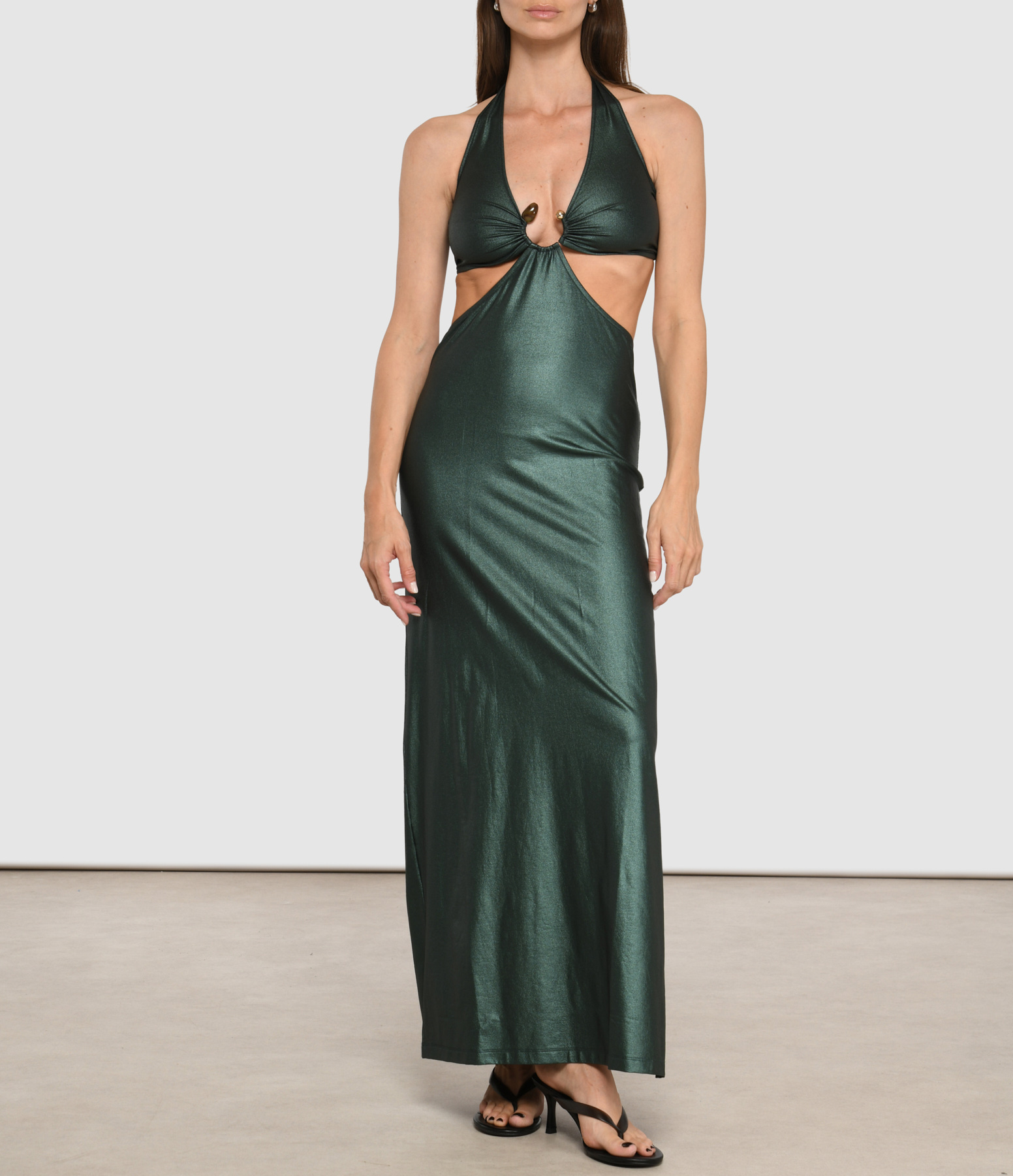 Mya Shiny Emerald Maxi Dress