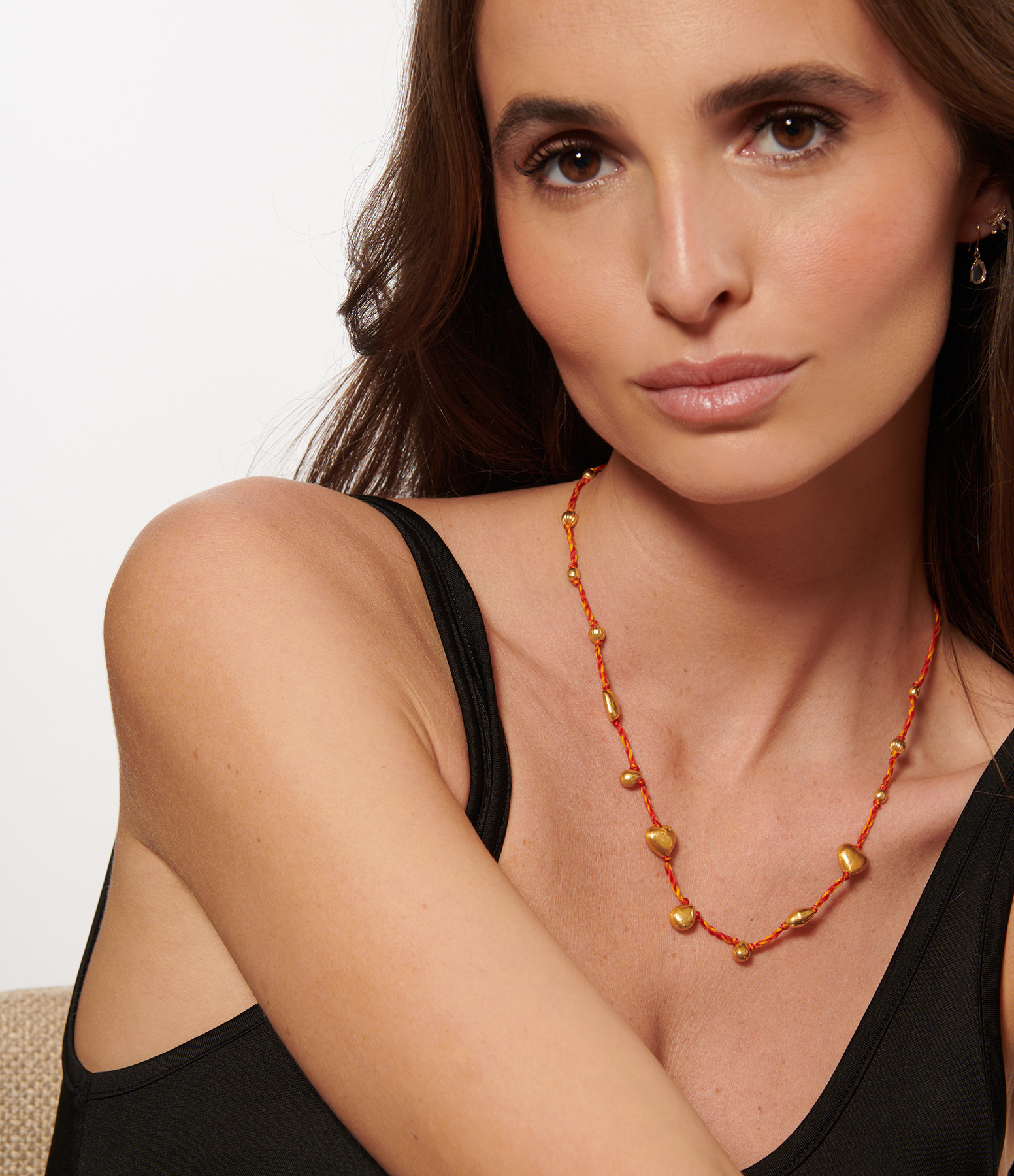 Red and Yellow Gold Indian Sacred Thread Necklace