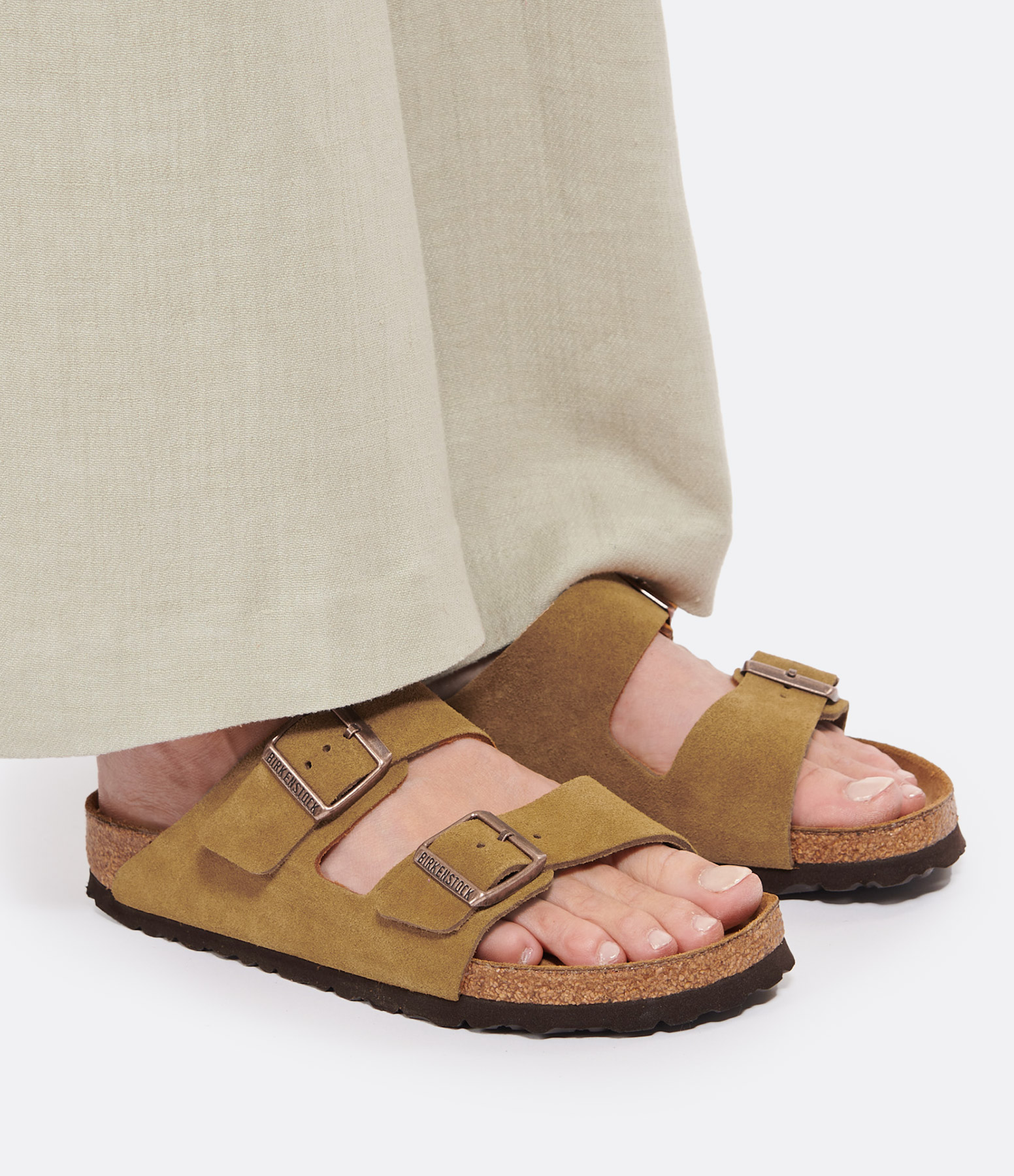 Arizona Suede Mule in Mink, Narrow Fit