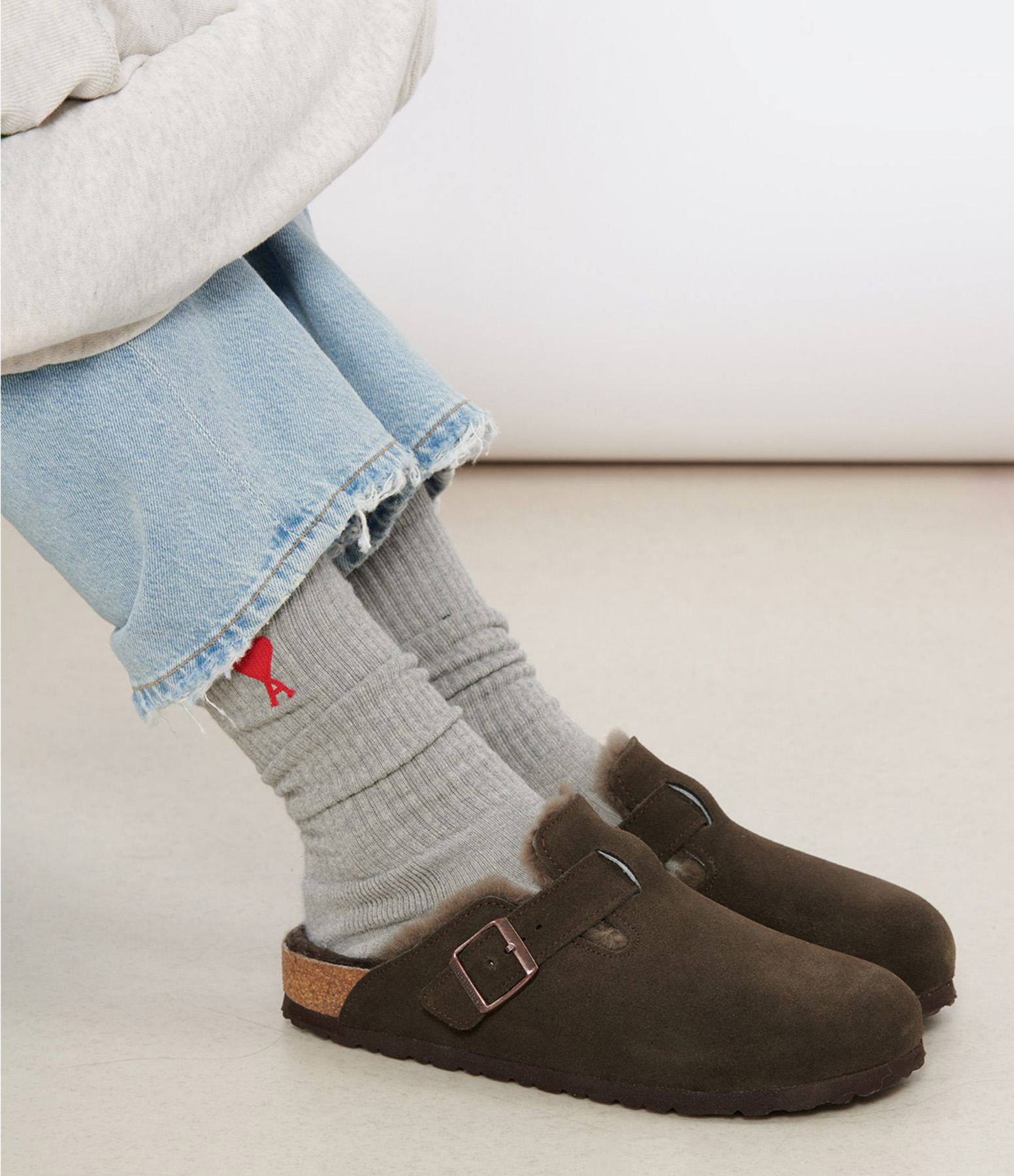 Boston Fur Clogs in Mocha, Narrow Fit