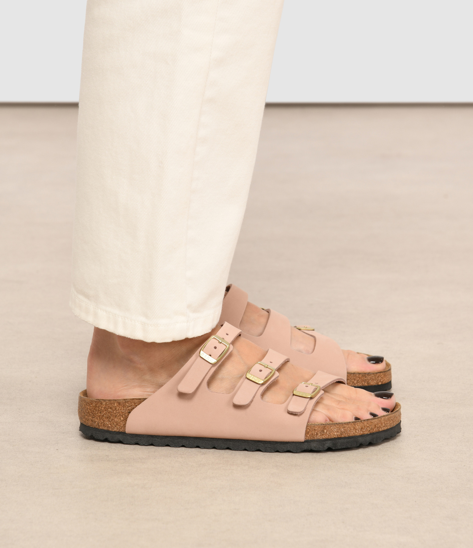 Florida Nubuck Leather Sandals in Soft Pink