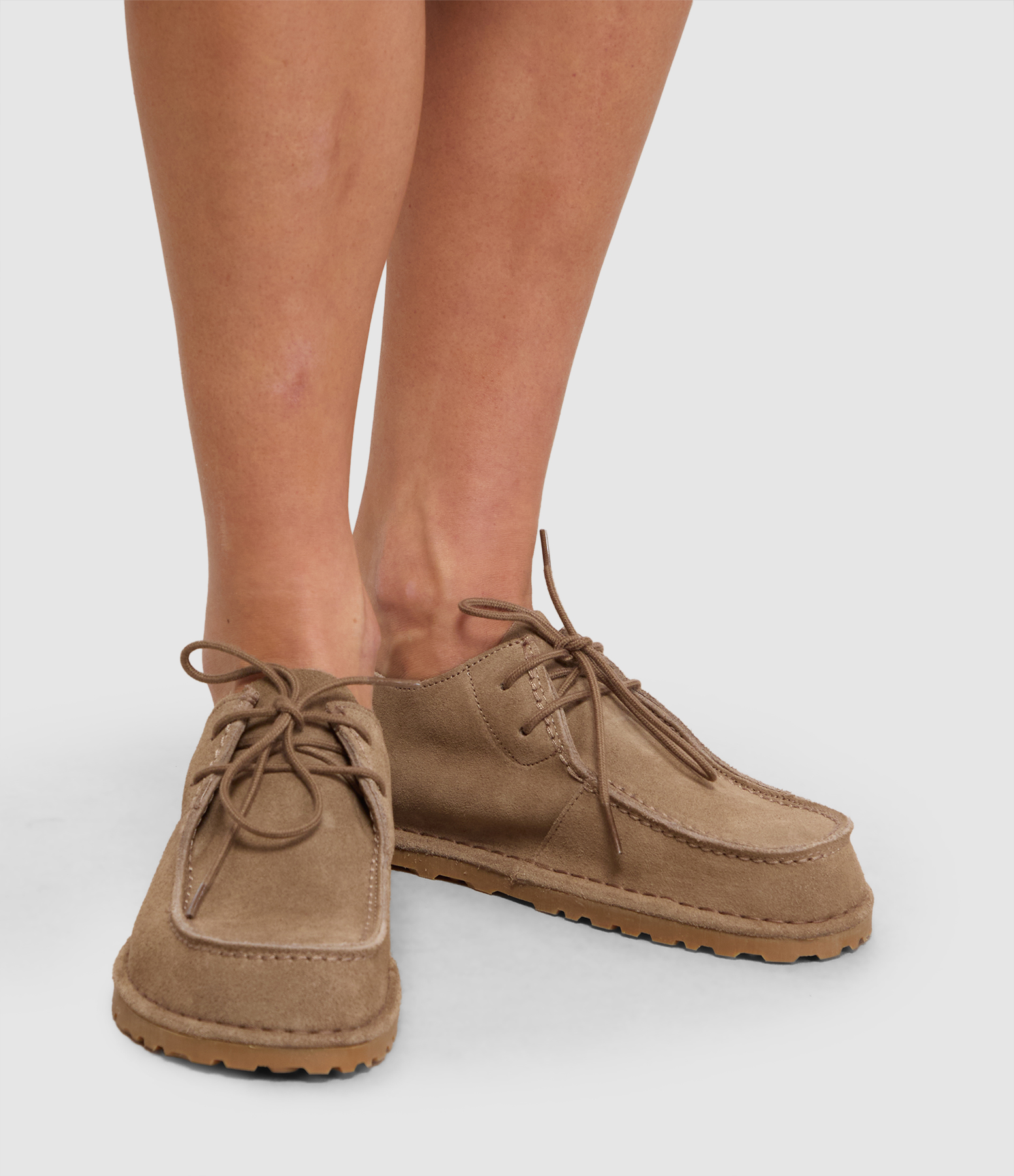Utti Lace Suede Leather Loafers – Solid Grey Taupe