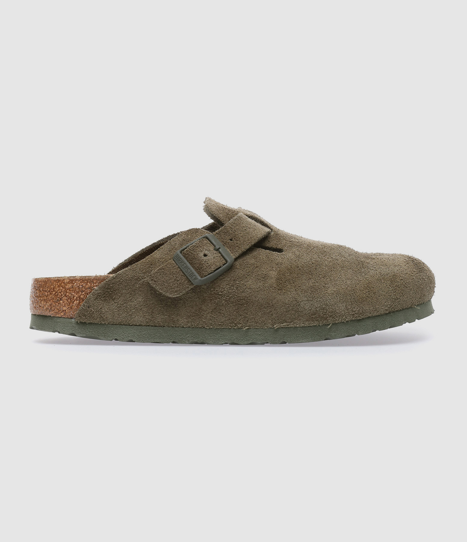 Boston VL Suede Leather Clogs in Thyme