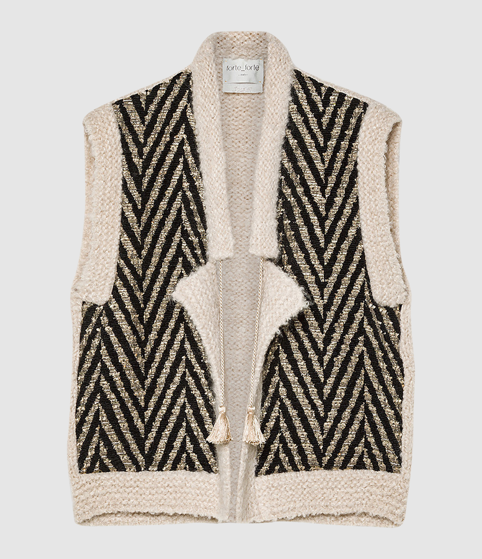 Chevron Jacquard Mix Knit Nero Jacket
