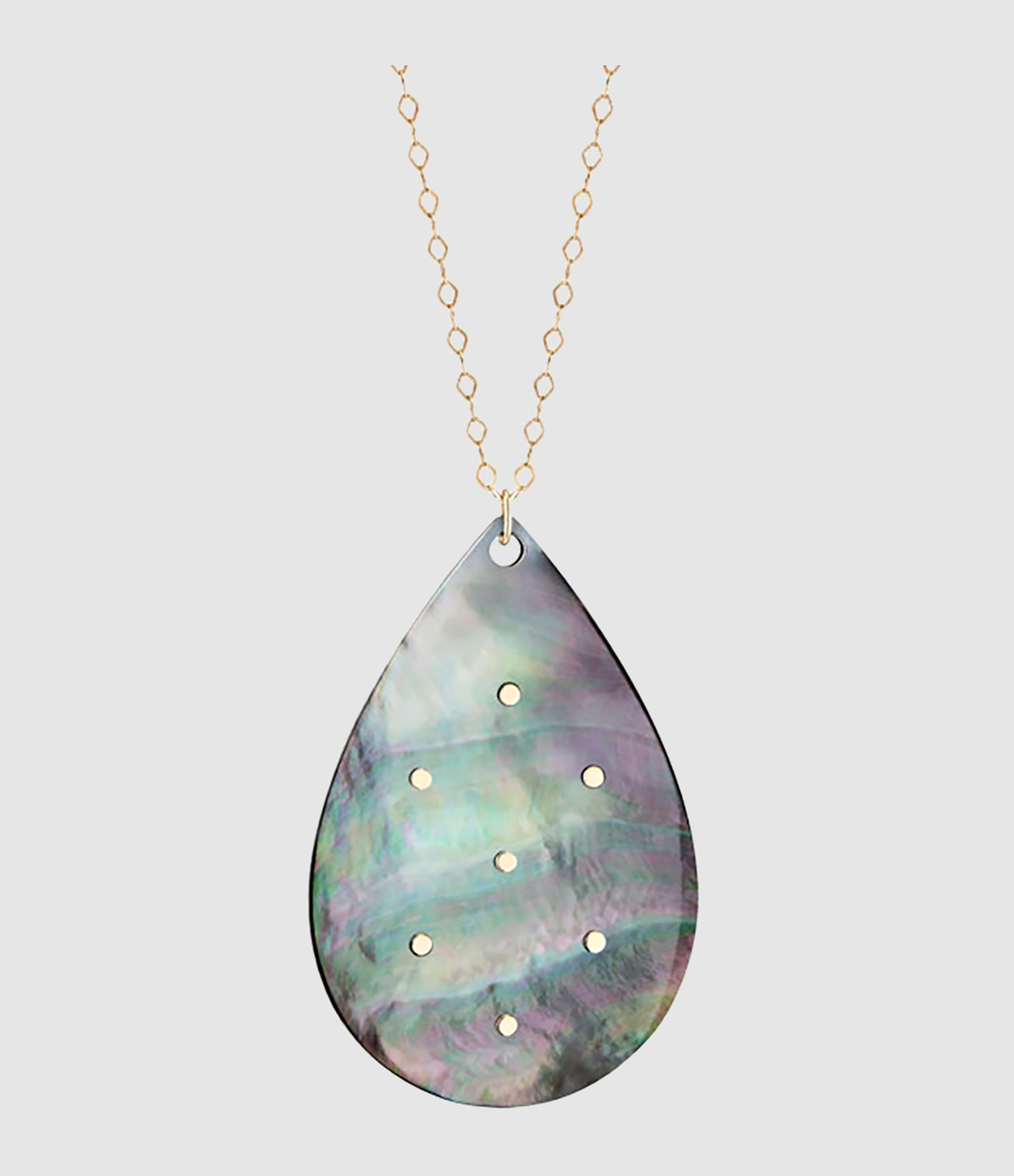 Bliss Large Black Mother-of-Pearl Necklace in Rose Gold