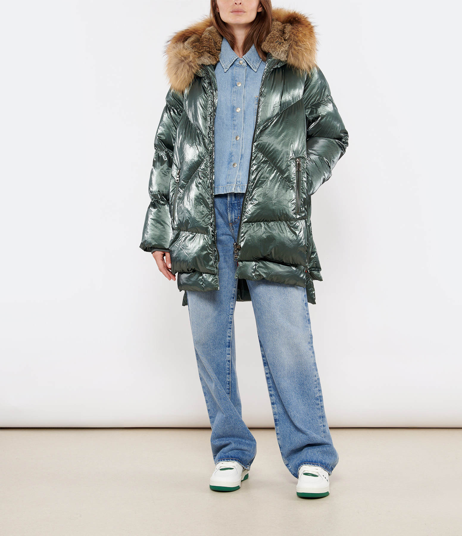 Frost M 515 Grey Green Metallic Down Jacket