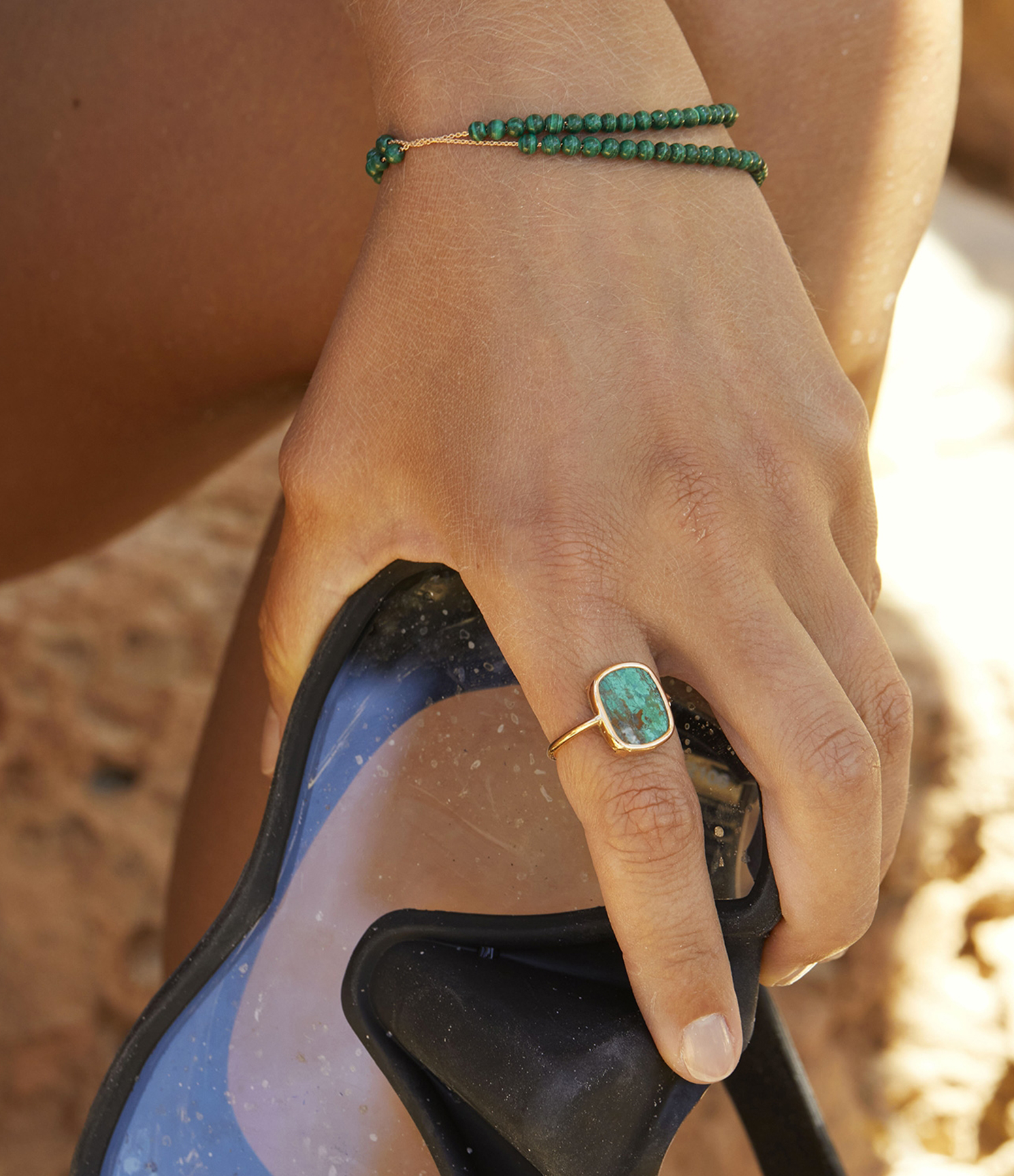 Mini Maria Malachite Rose Gold Bracelet