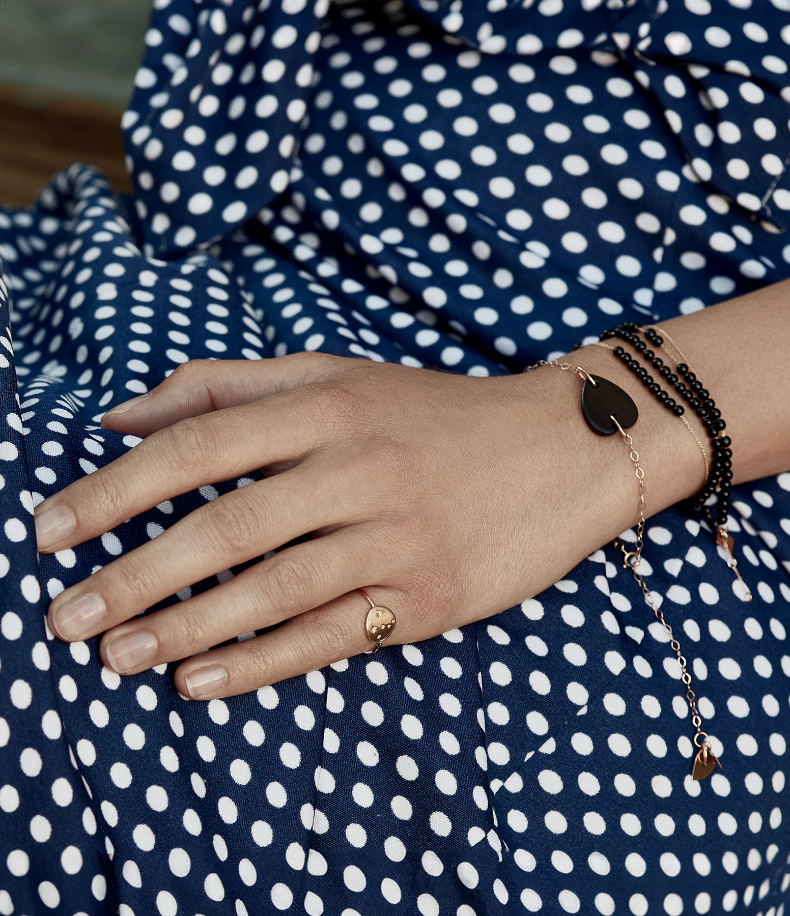 Maria Mini Rose Gold Onyx Bracelet