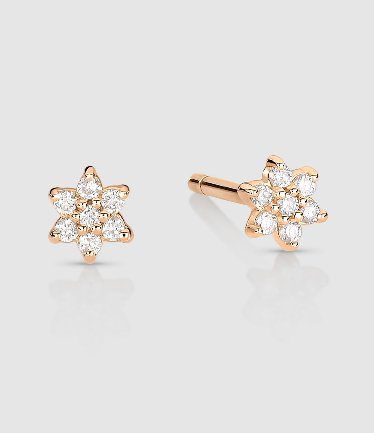 Mini Star Stud Earrings with Diamonds in Rose Gold