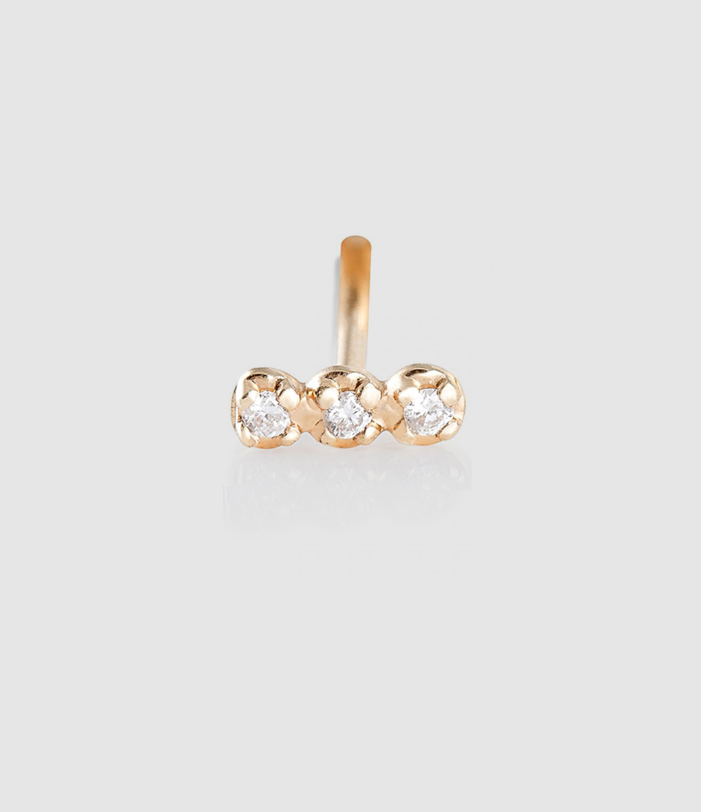 Gold and Diamond Strip Solo Stud Earring (sold individually)