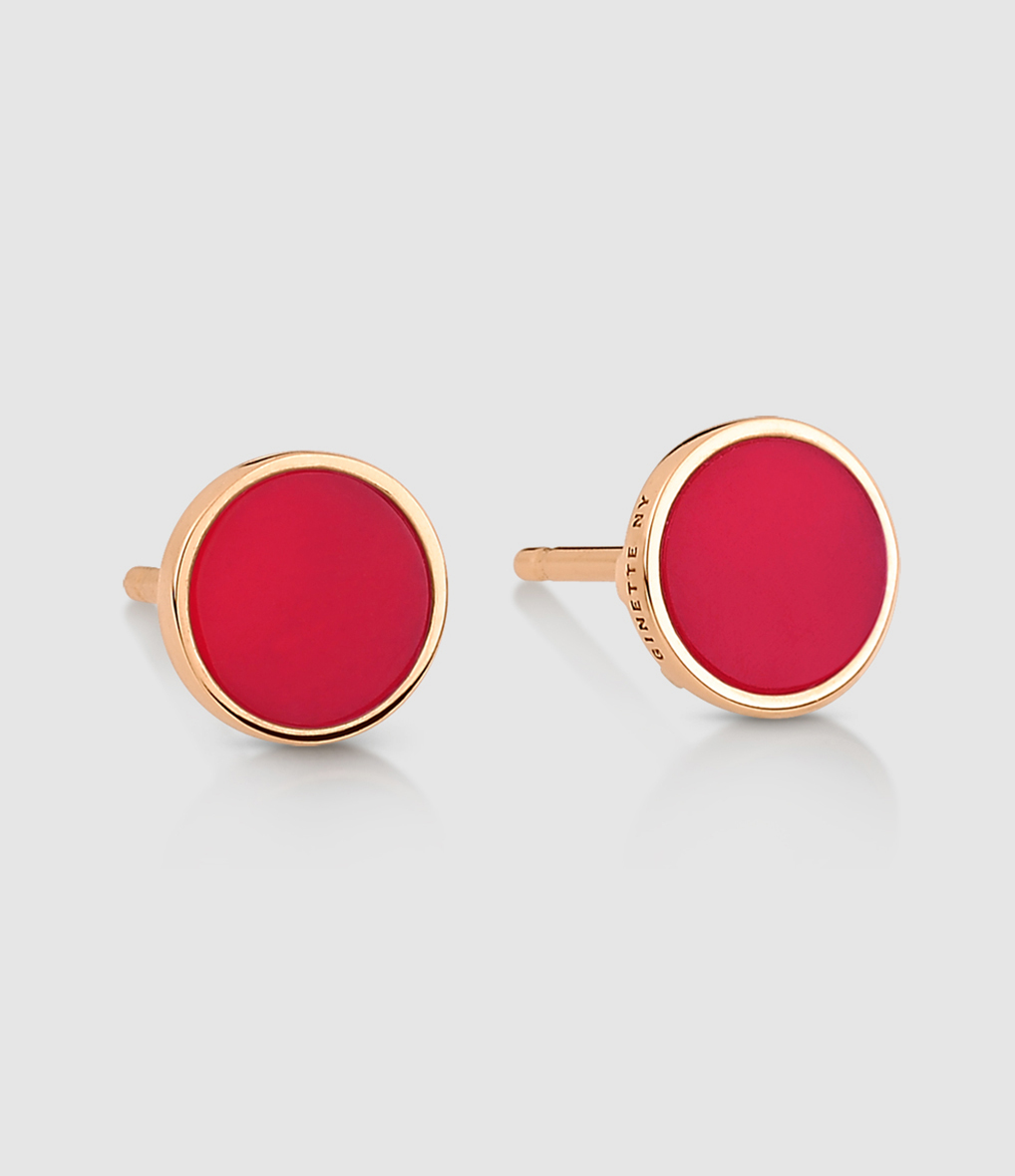 Ever Disc Coral Rose Gold Earrings