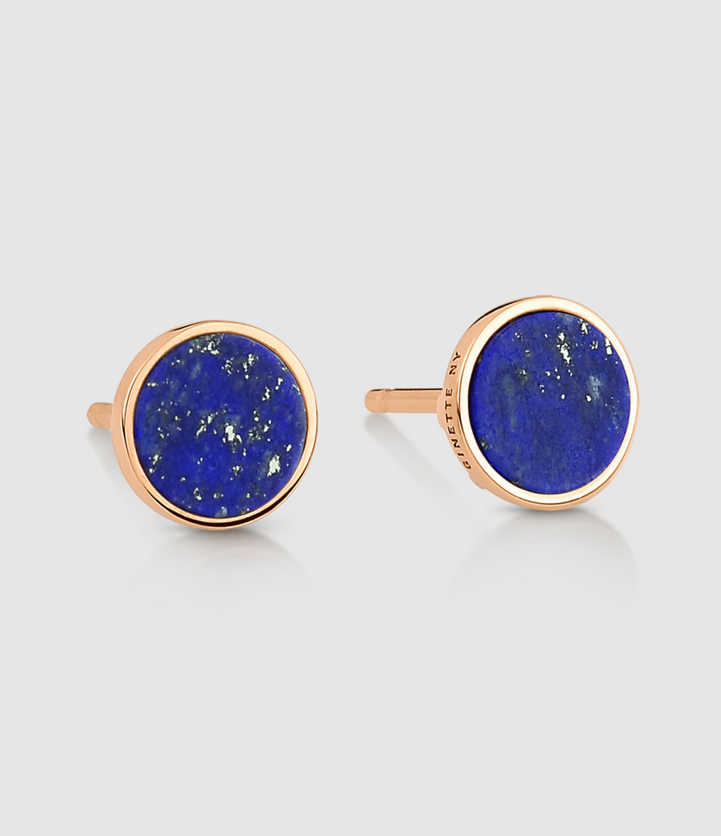 Ever Disc Lapis Lazuli Rose Gold Earrings