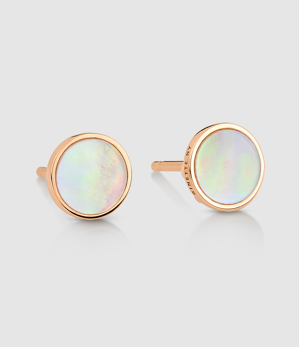 Ever Disc Earrings in Mother-of-Pearl and Rose Gold