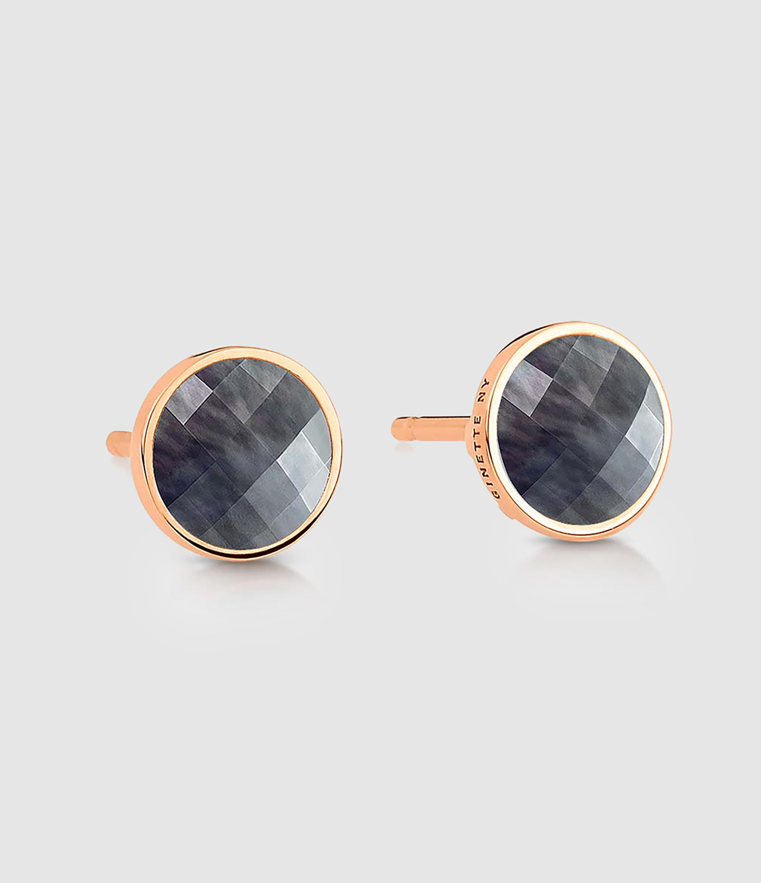 Pixie Ever Disc Earrings – Black Mother-of-Pearl, Rose Gold