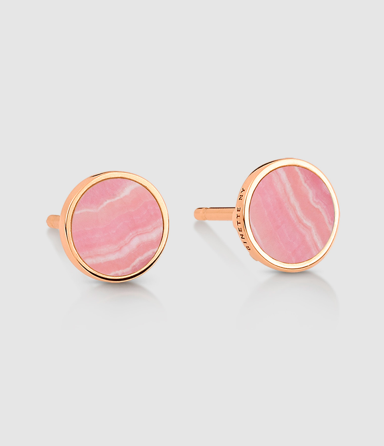 Ever Disc Rhodochrosite Rose Gold Earrings