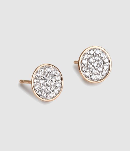 Ellipses & Round Sequins Rose Gold Diamond Earrings