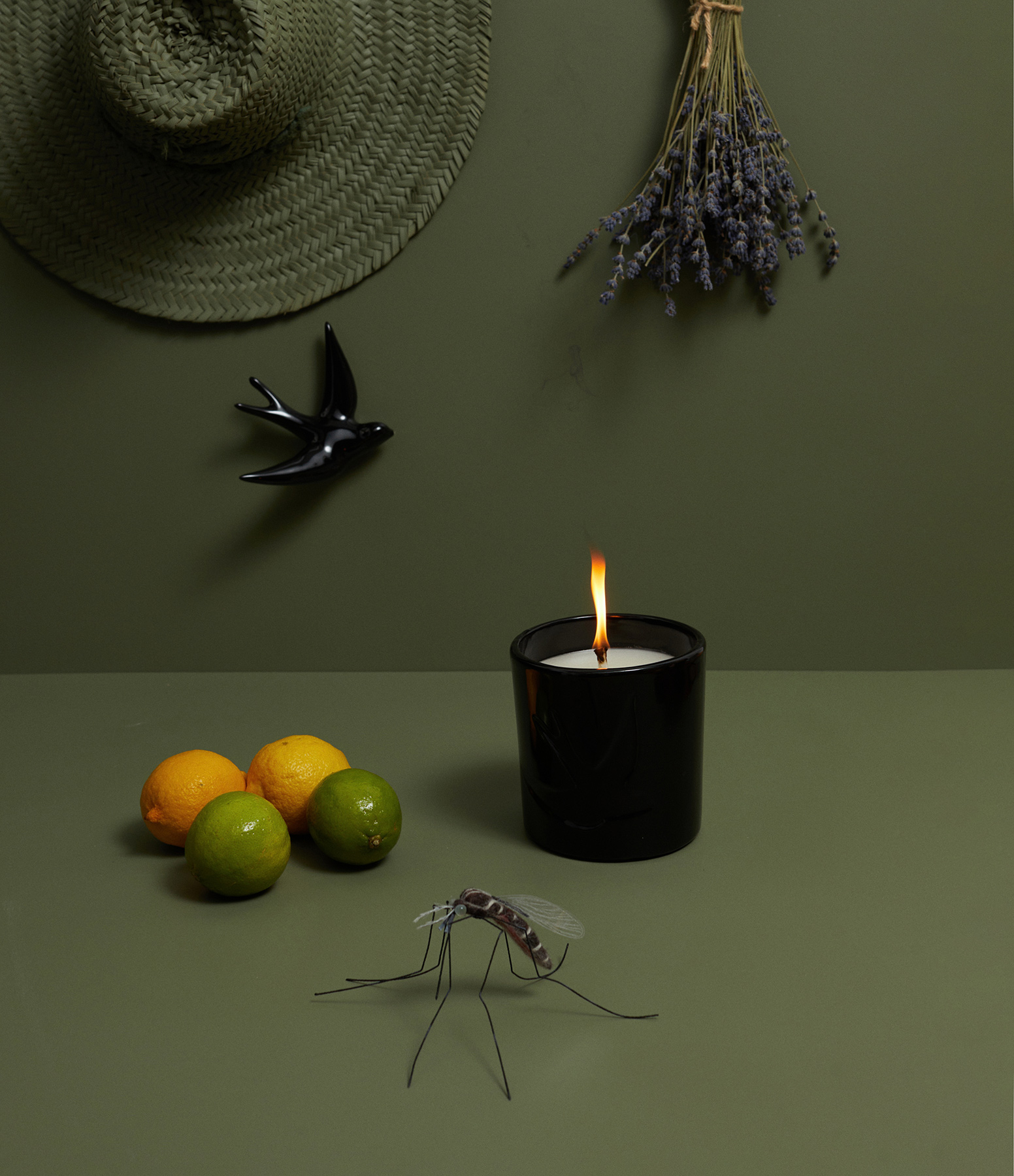 Black Enamelled 'Flying Swallow' Outdoor Candle