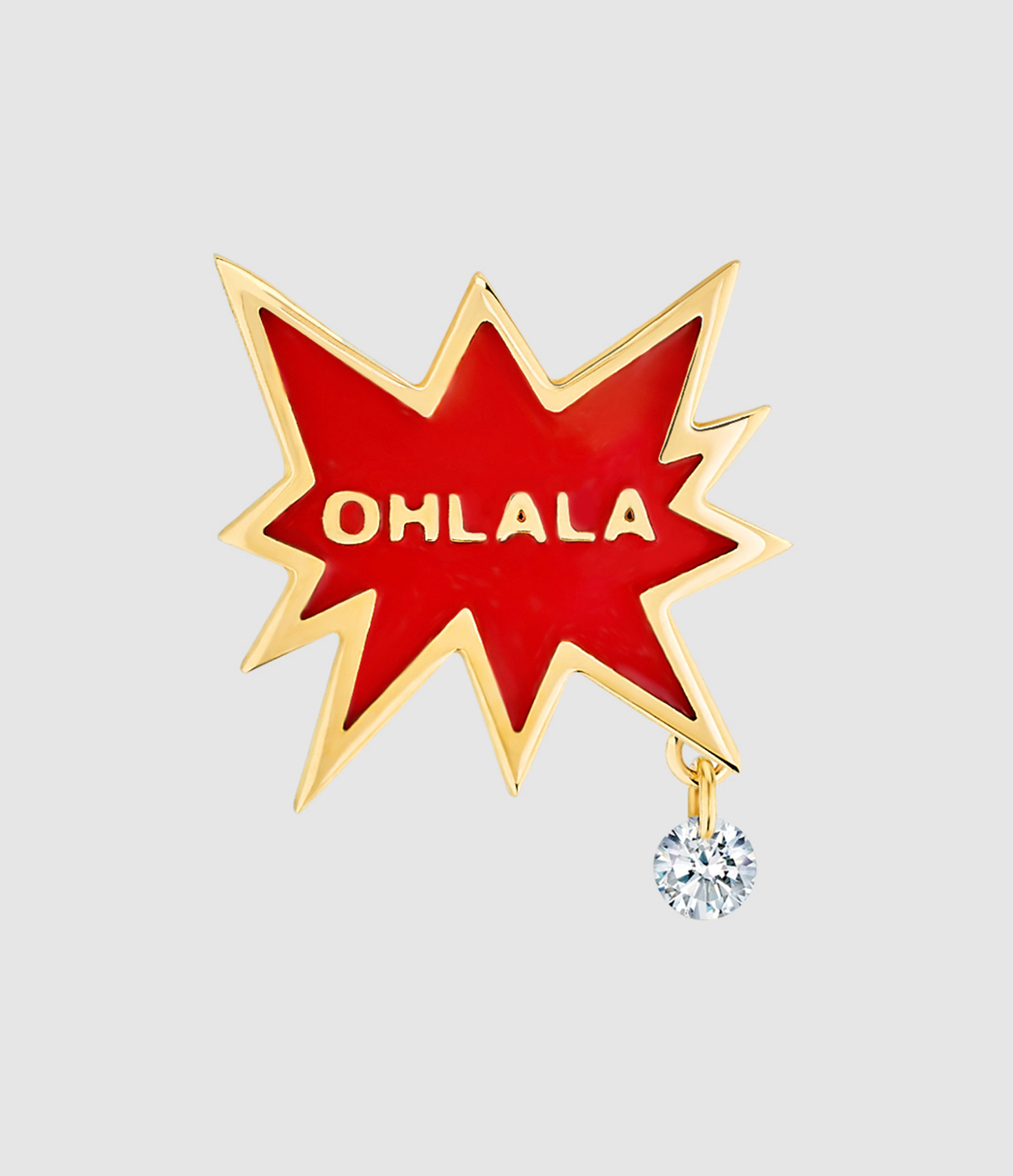 Ohlala Diamond Yellow Gold Brooch Earring (sold individually)