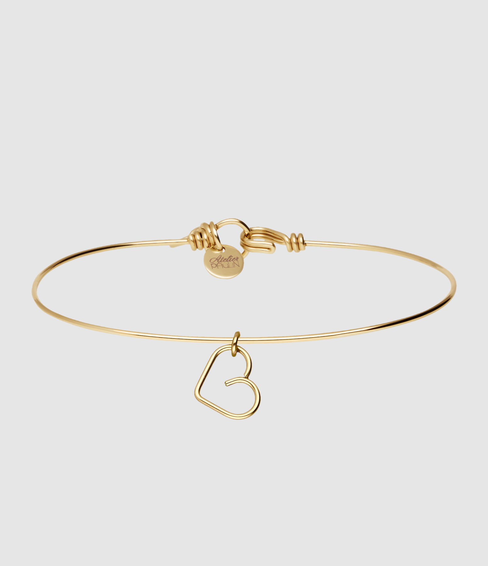 Pure Nude Bangle and Gold-Filled Heart Charms