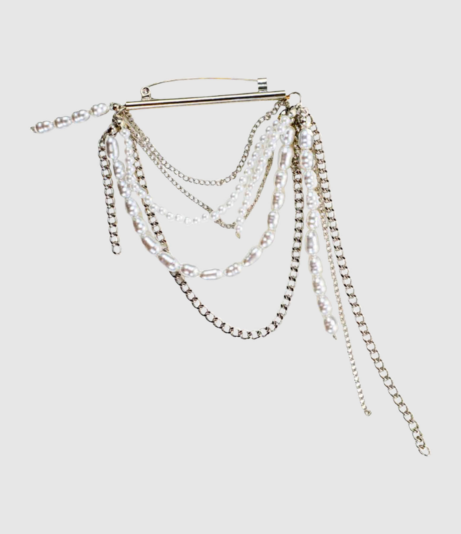 Silver Bead Chain Brooch
