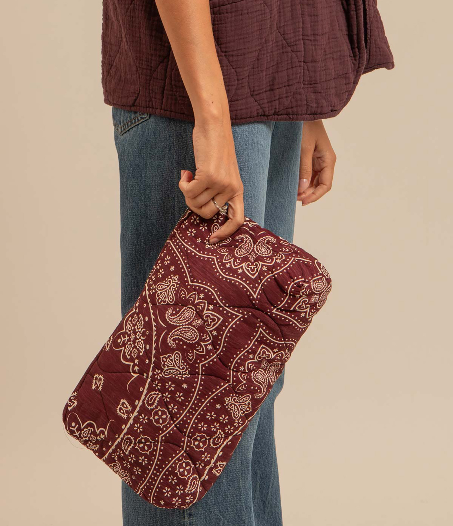 Orlando Bordeaux Printed Clutch Bag