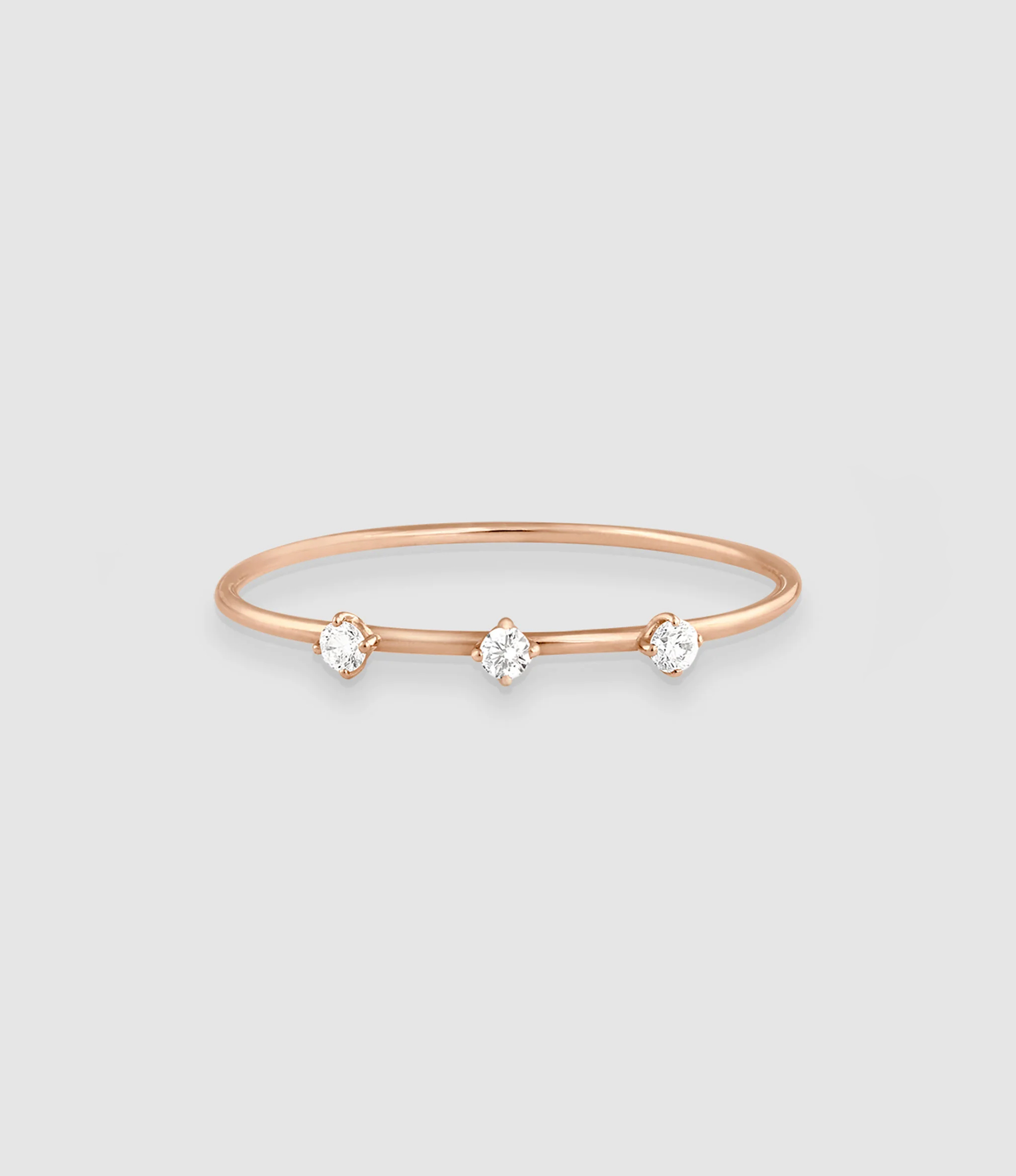 Stardust Ring with 3 Diamonds in Rose Gold