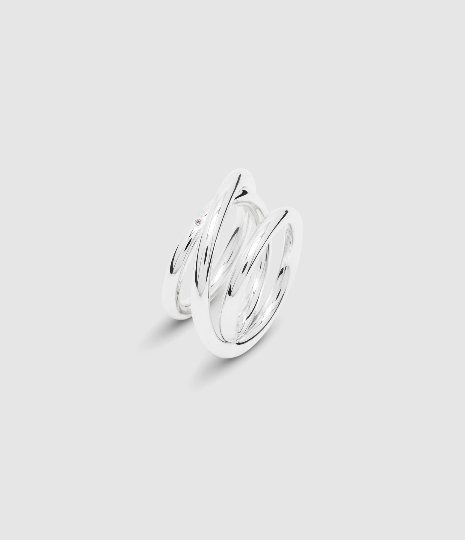 Triple Spiral 3.0 Ring in Silver and Diamonds