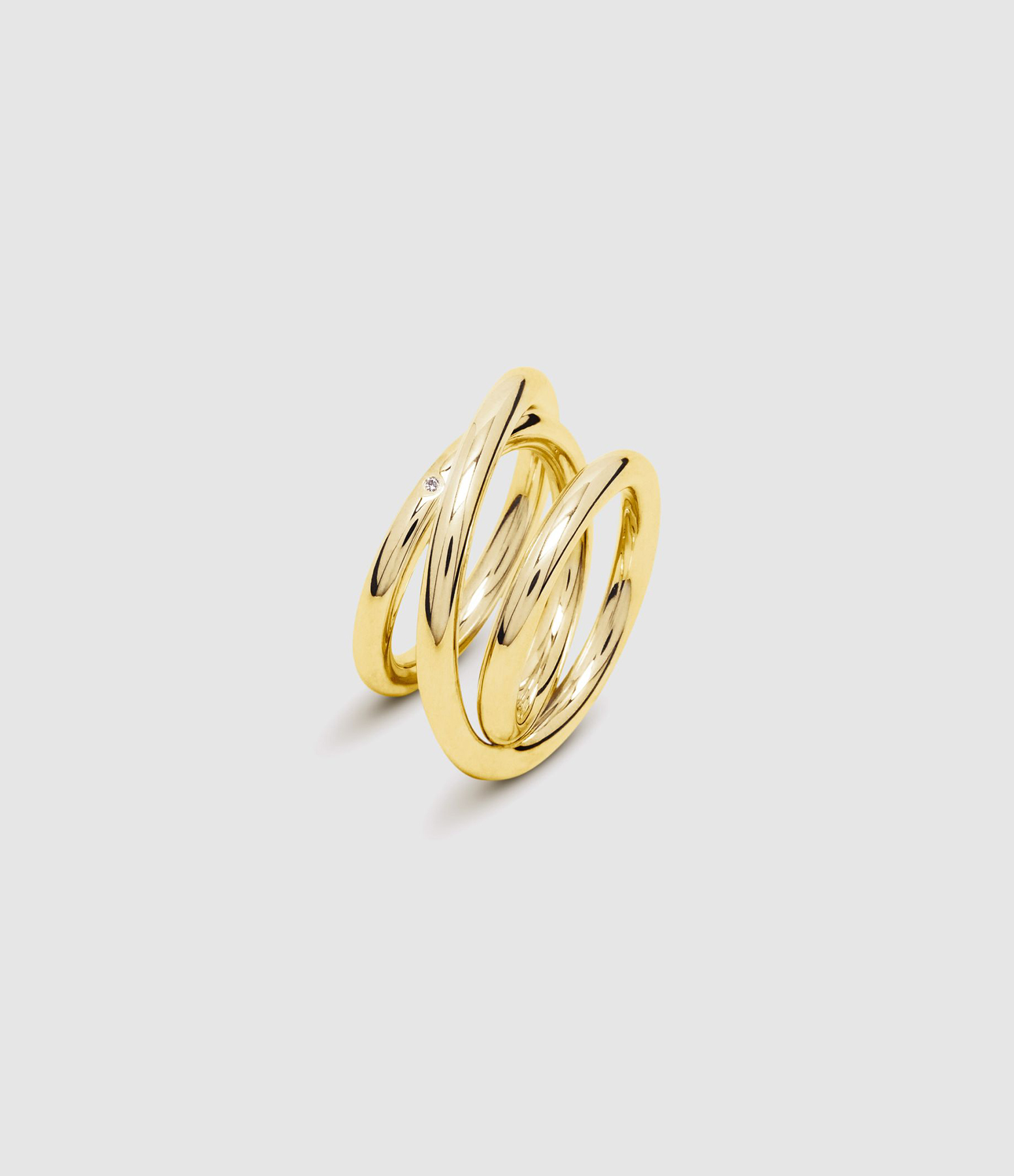 Triple Spiral 3.0 Vermeil and Diamond Ring