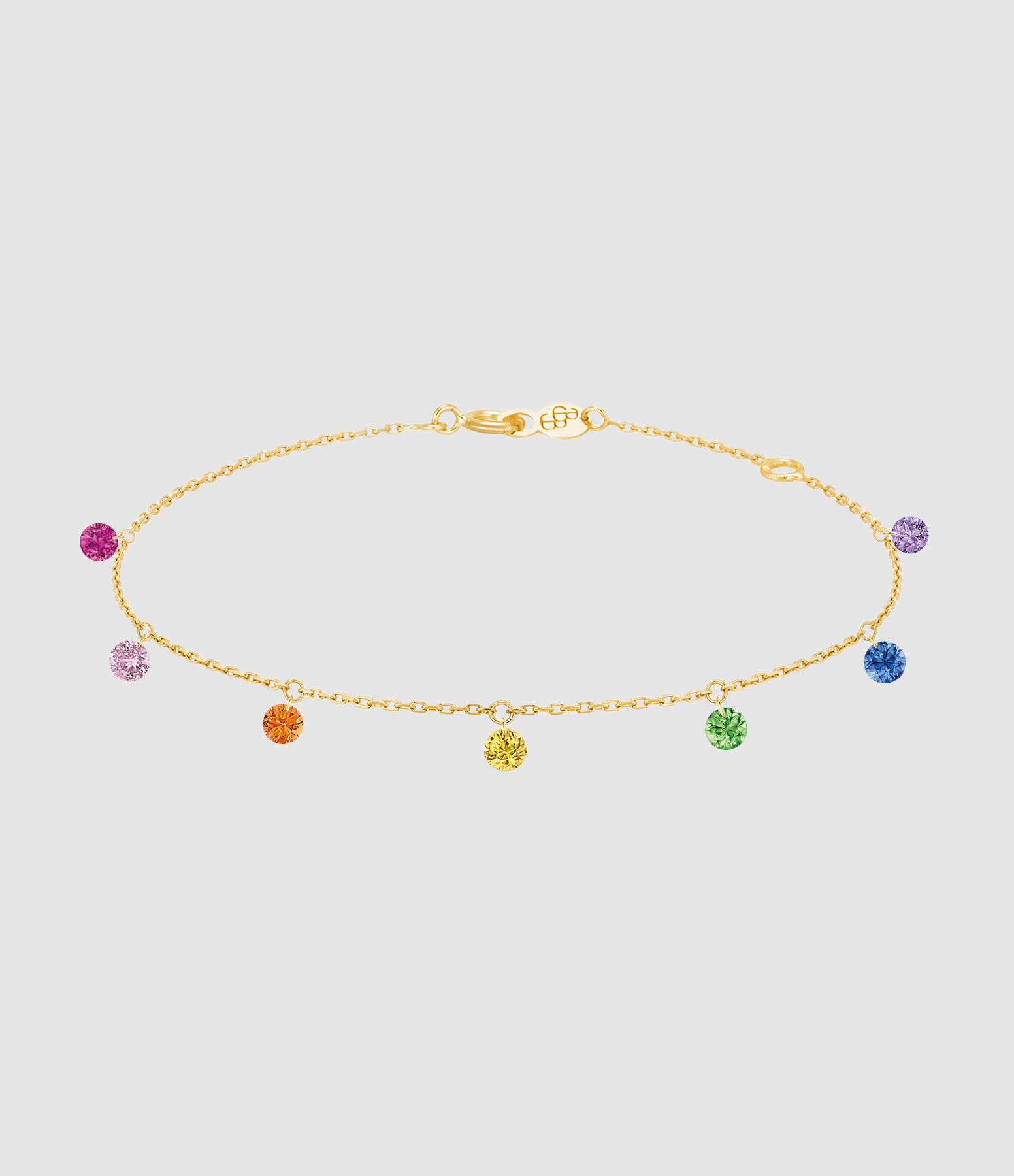 Confetti 7 Bracelet: Rainbow, Ruby, Sapphire, Tsavorite, Amethyst, Yellow Gold
