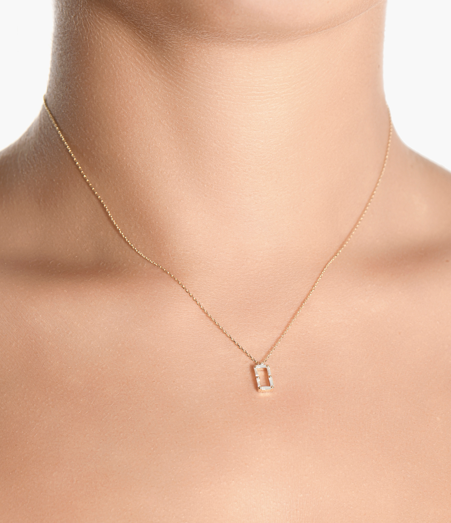 Number 0 Yellow Gold Diamond Necklace