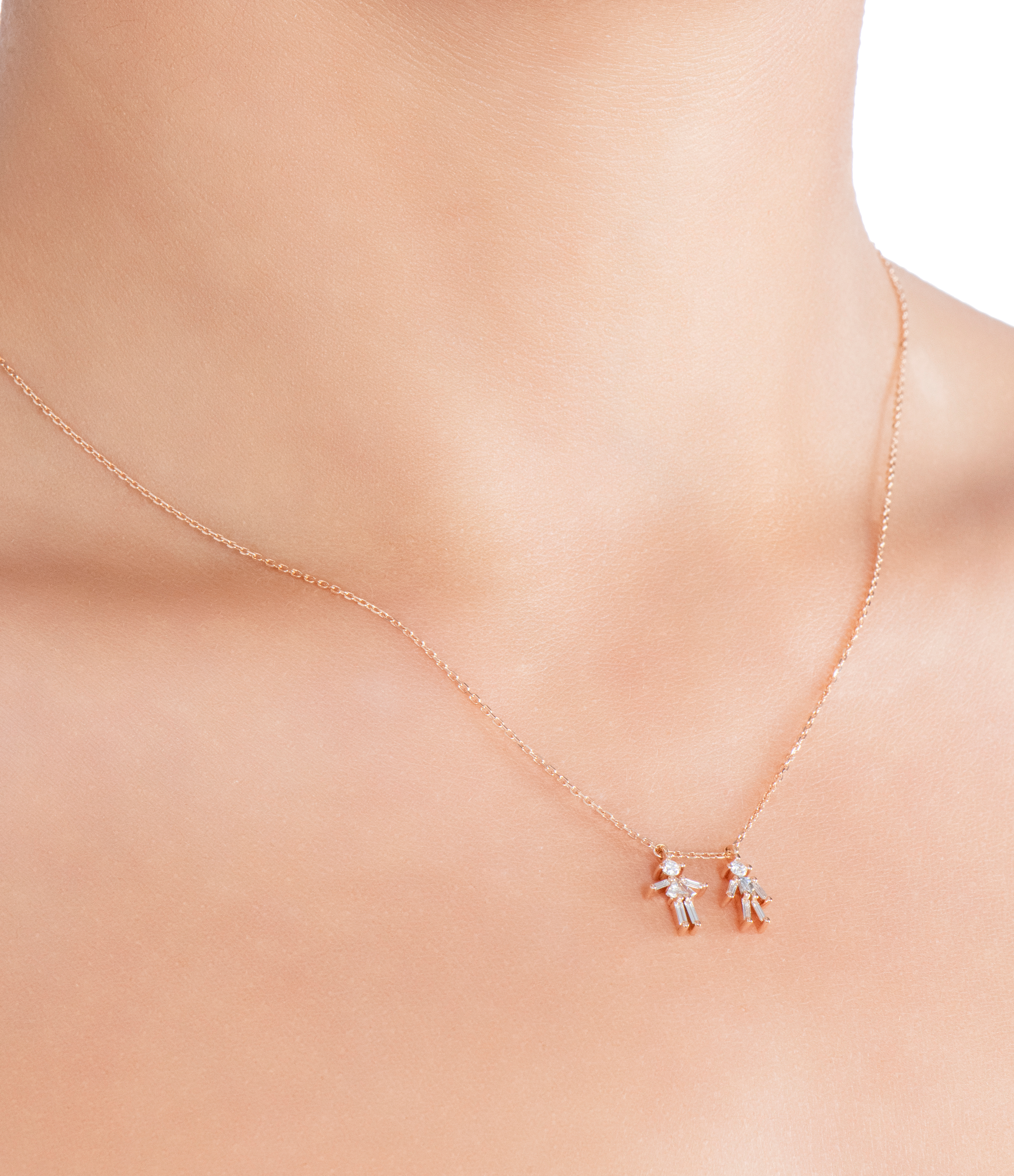 Iconic Double Mini Necklace for Girls and Boys in Rose Gold