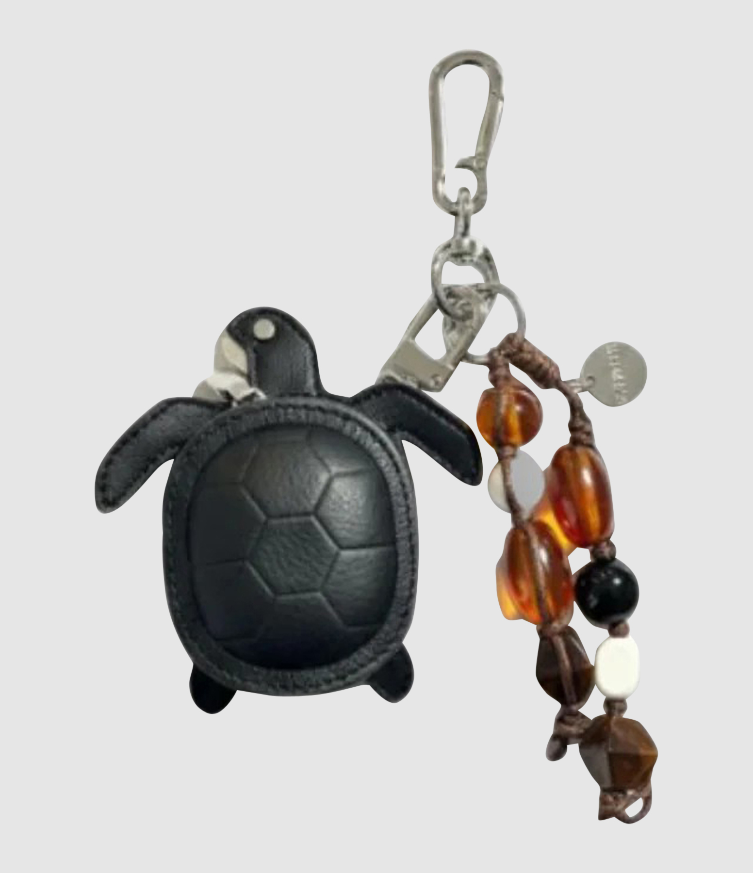 Turtle Handbag Charm – Genuine Leather, Black