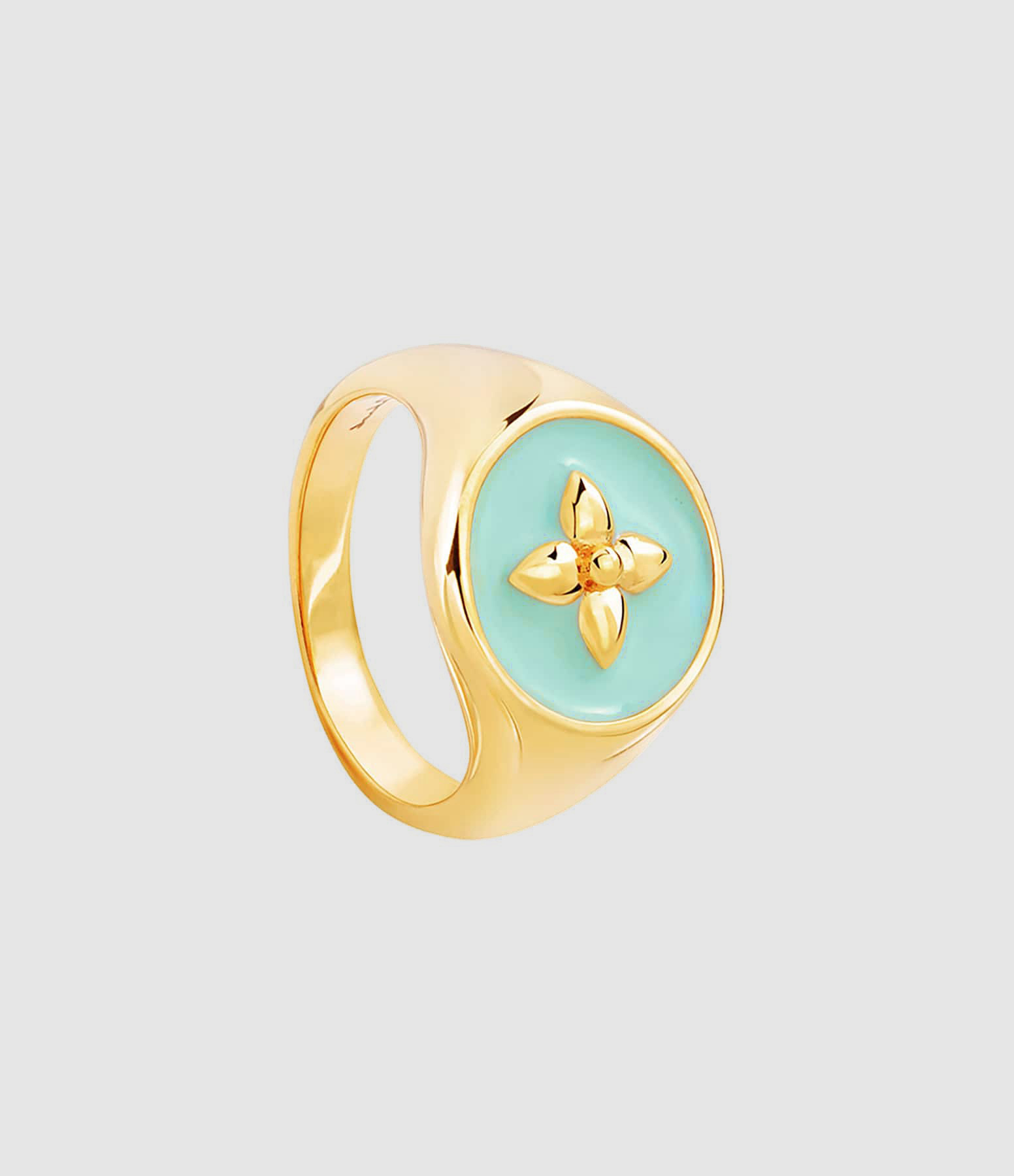 Croisette Brass and Jade Signet Ring