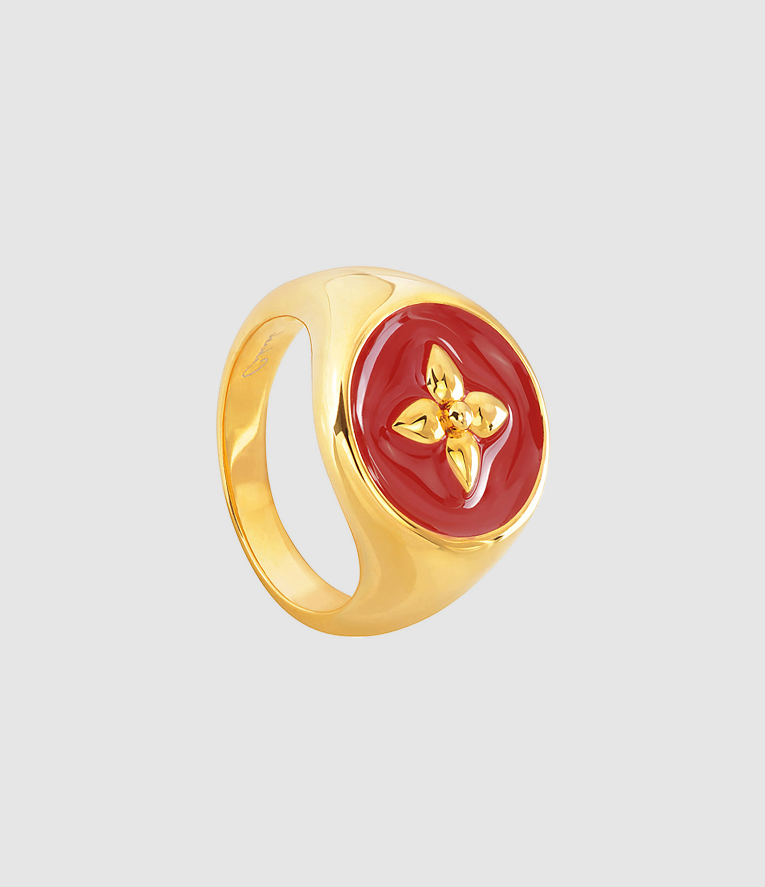 Croisette Signet Ring in Red and Purple Brass