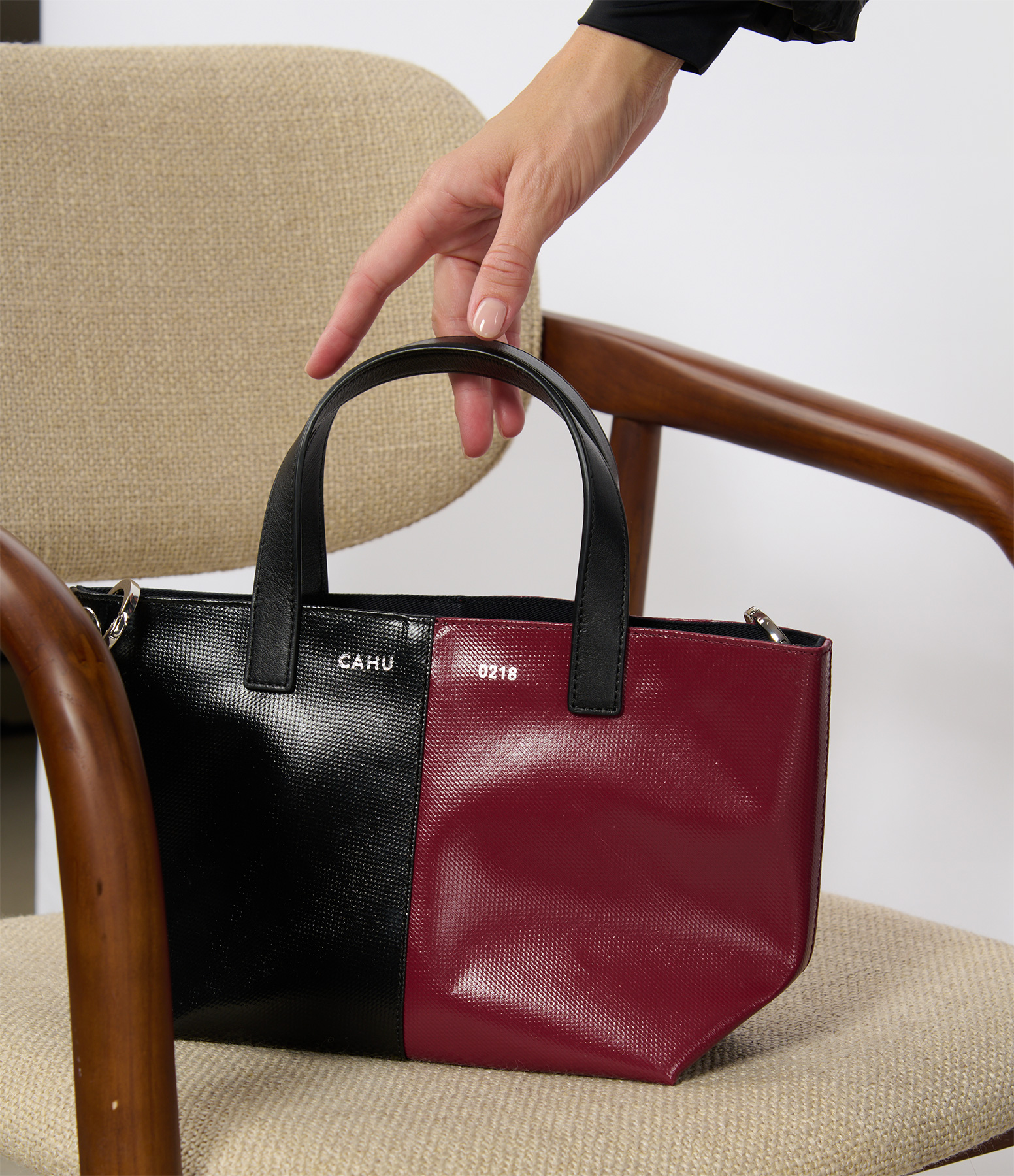 Practical XS Black and Bordeaux Canvas Tote Bag