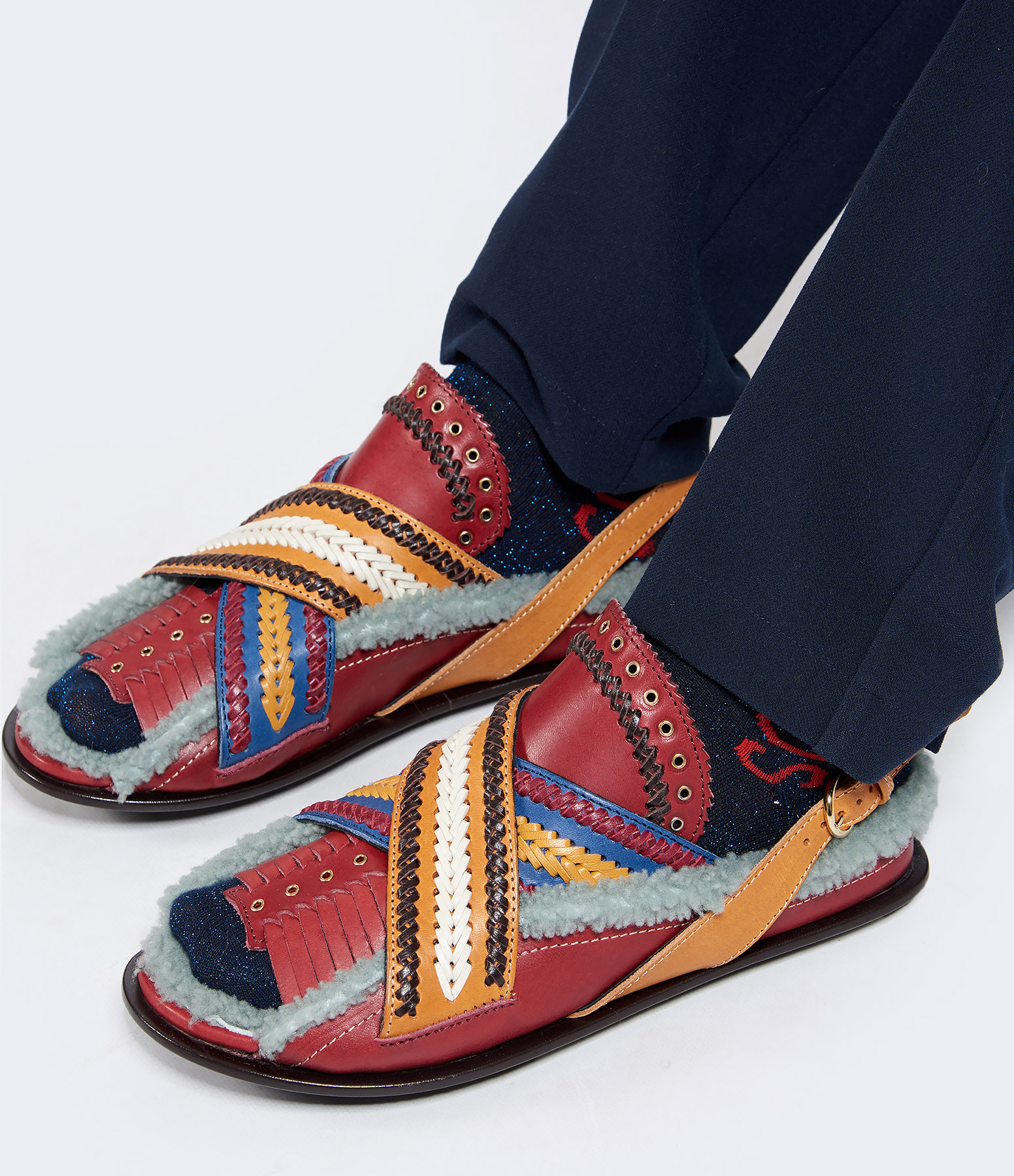Ica Mouton Sandals in Bordeaux