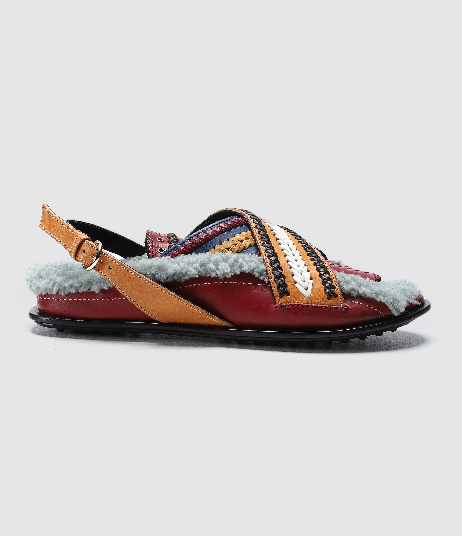 Ica Mouton Sandals in Bordeaux
