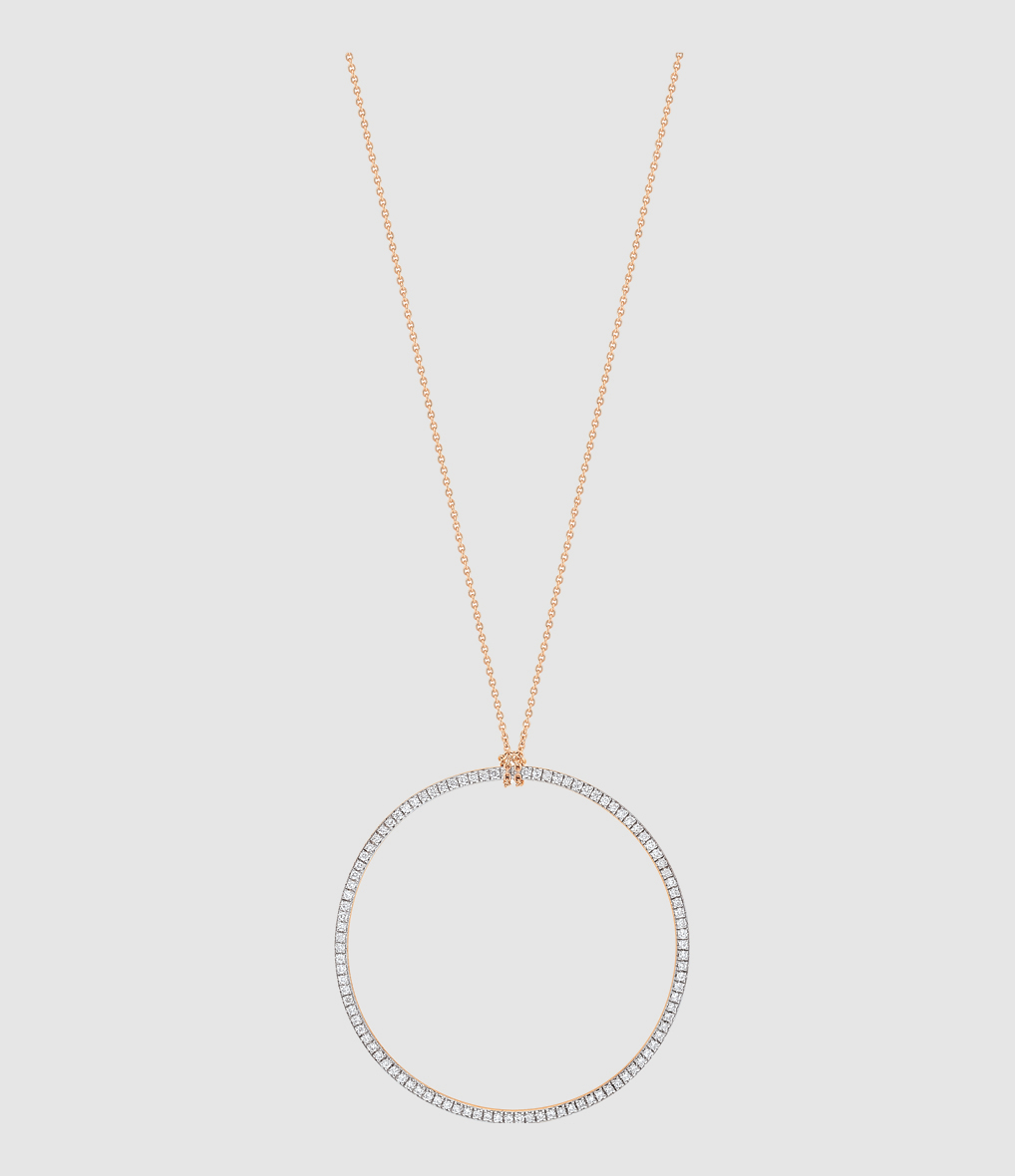 Circles Necklace in Rose Gold with Diamonds
