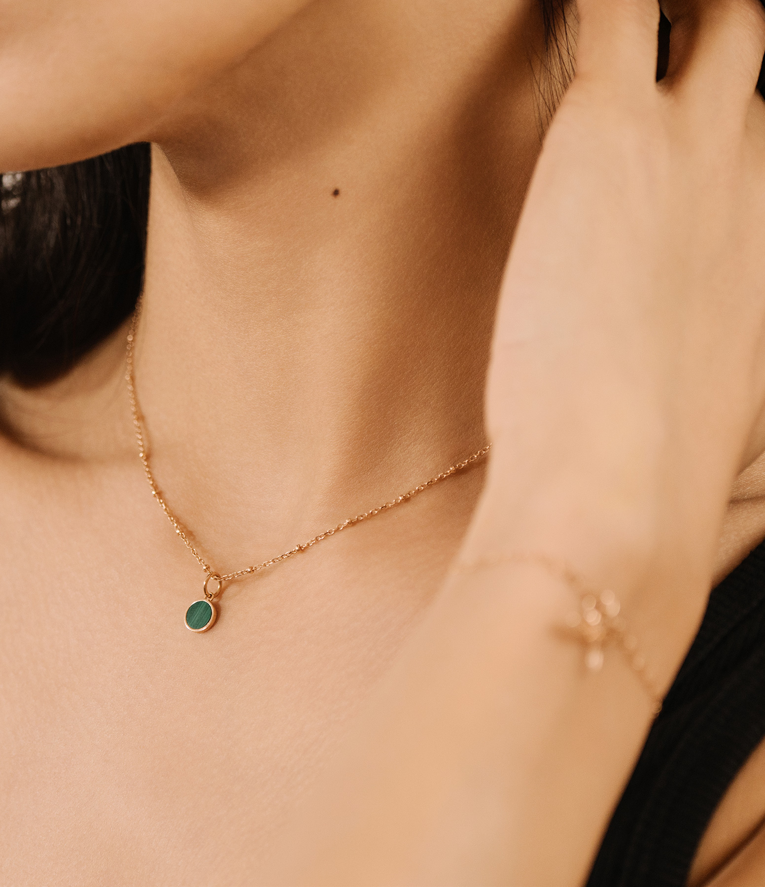 Ever Mini Malachite Rose Gold Pendant