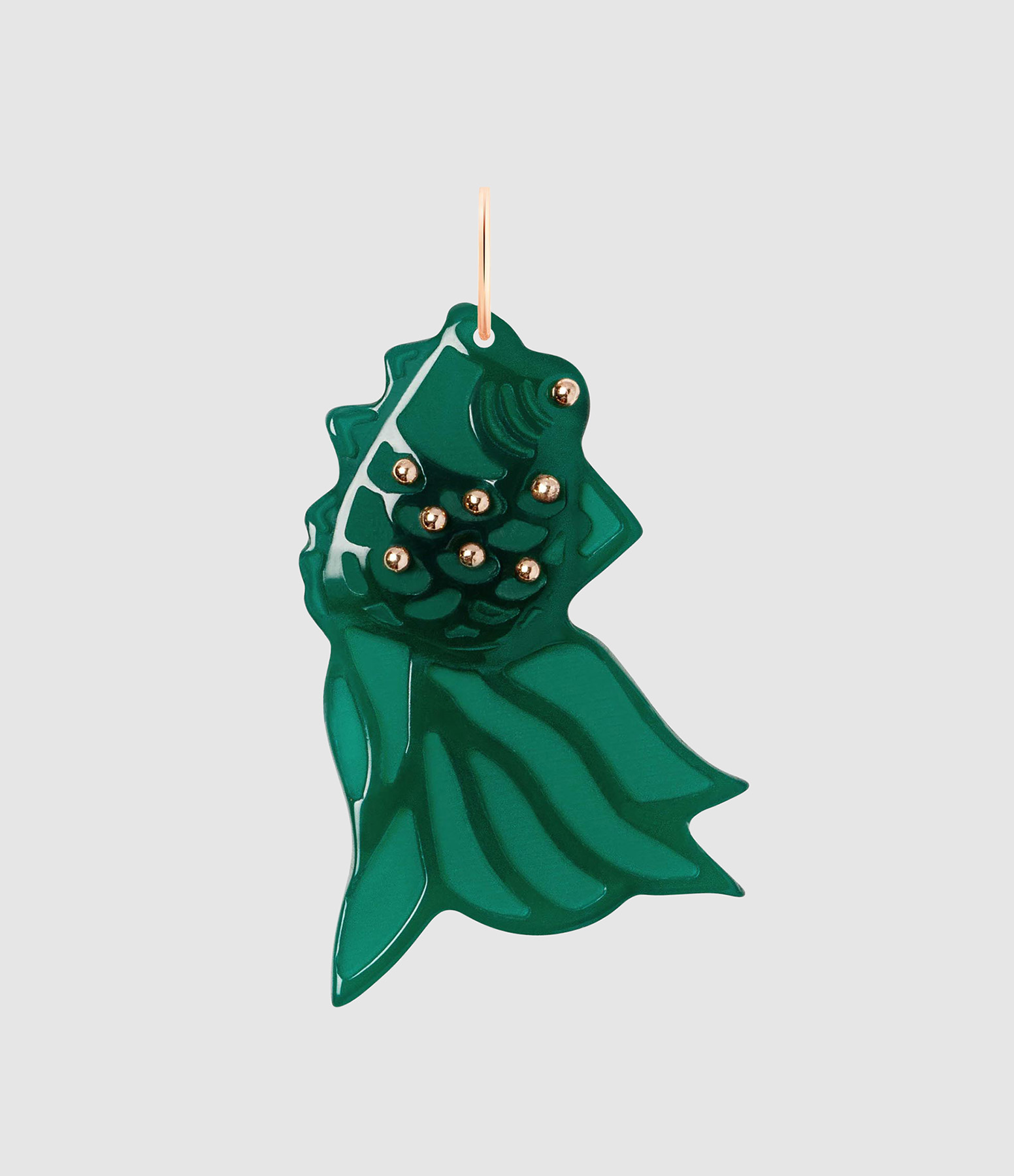 Green Agate and Rose Gold Goldfish Pendant