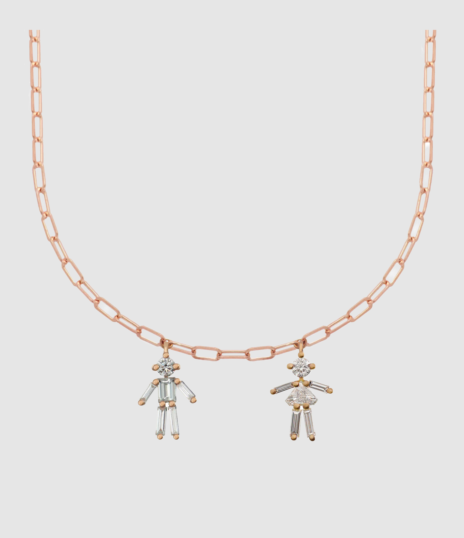 Double Magnetic Necklace for Girls and Boys in Rose Gold with Diamonds