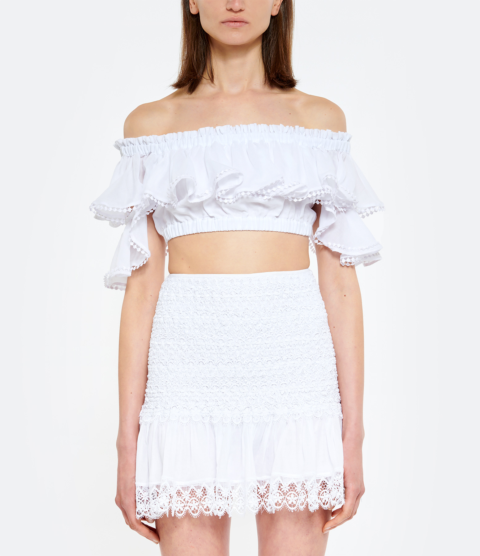 Short White Floral Skirt