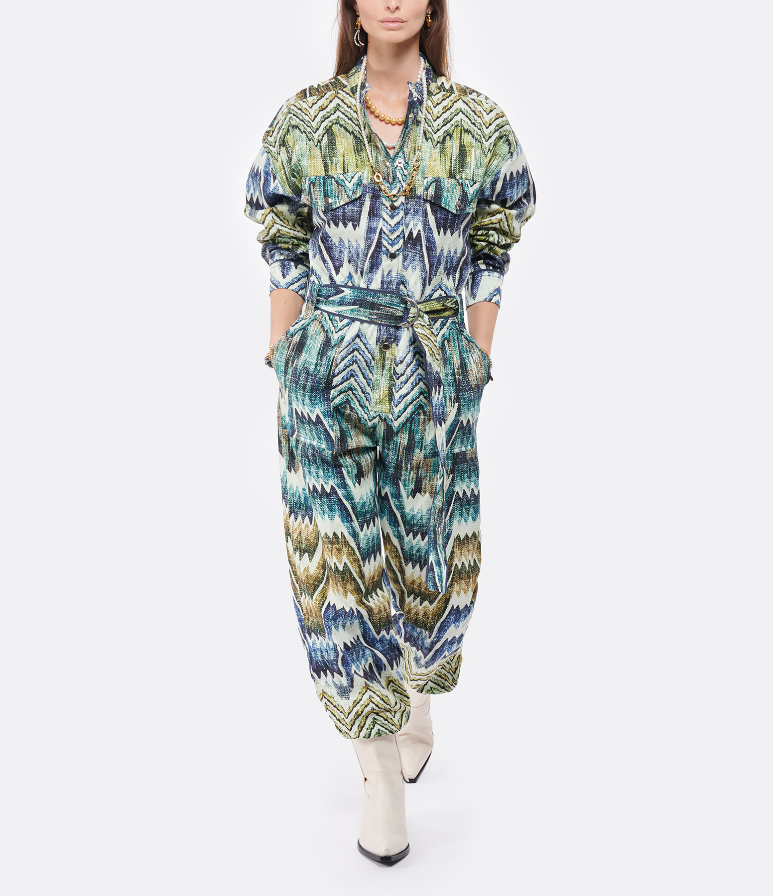 Nino Organic Cotton Jumpsuit, Calvi Blue Print