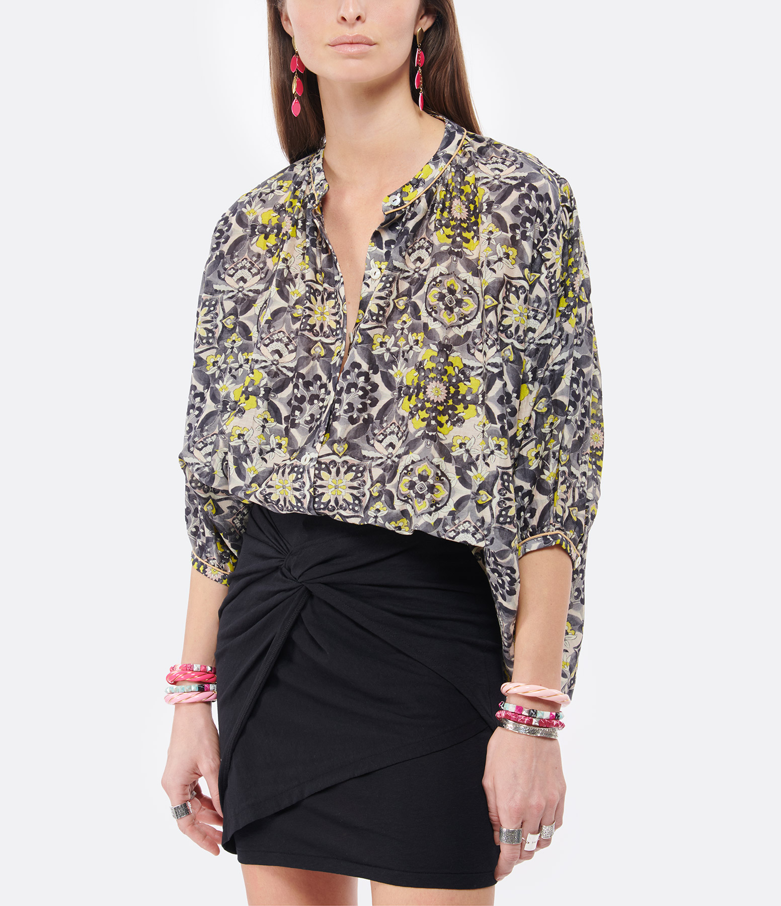 Paola Printed Cotton Blouse, Capri