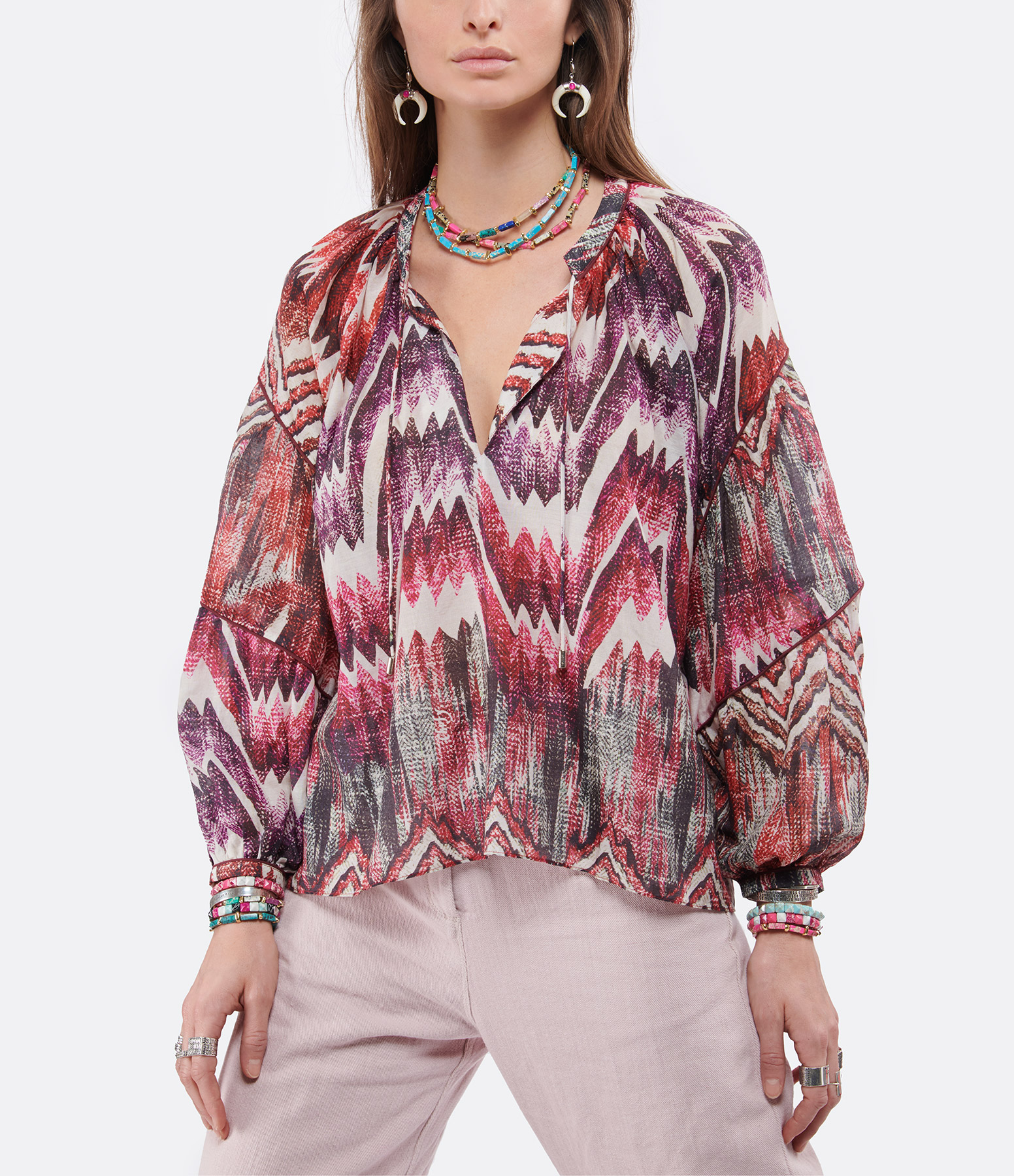 Dante Cotton Blouse with Calvi Pink Print