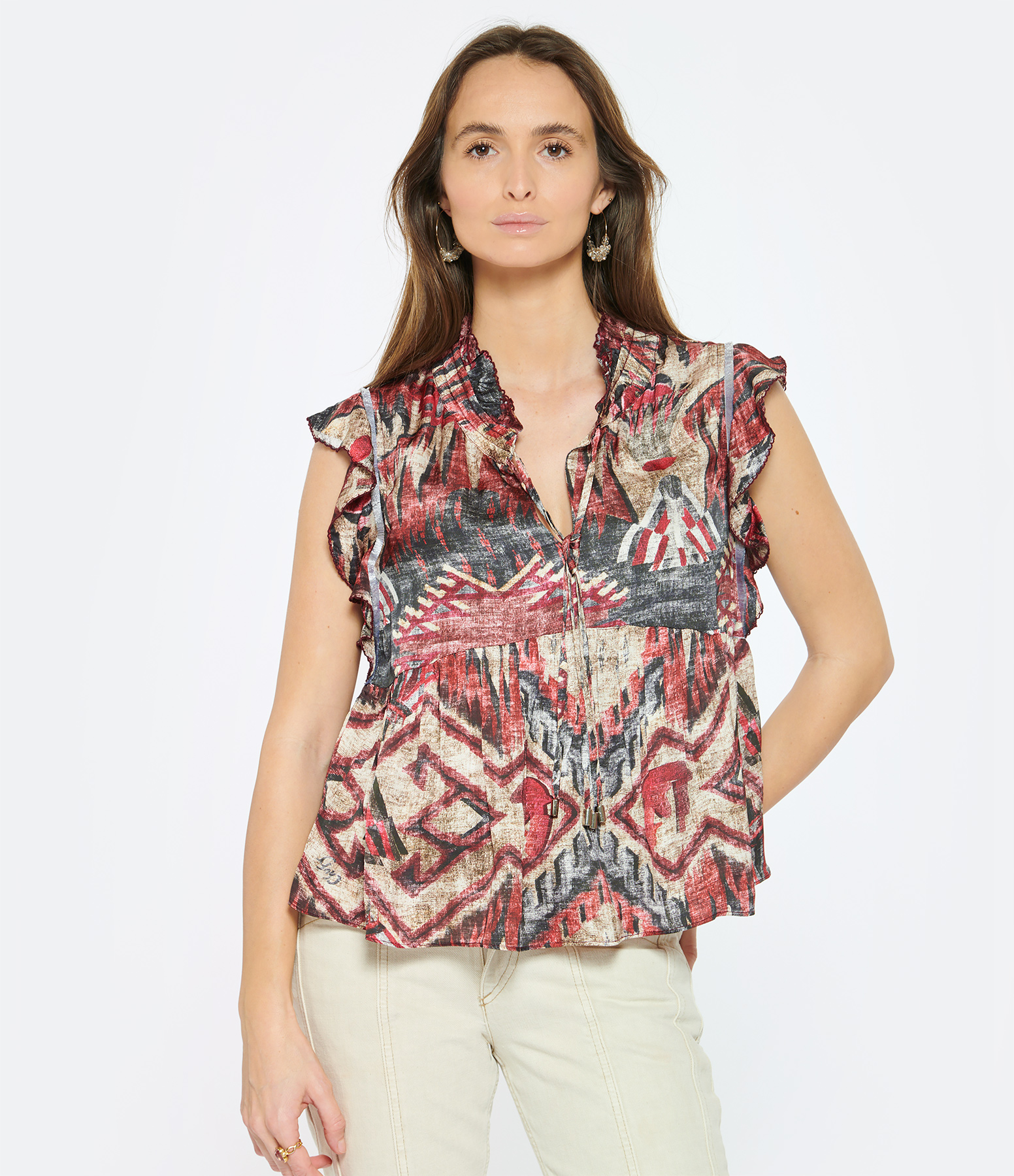 Ellis Top in Raspberry Print