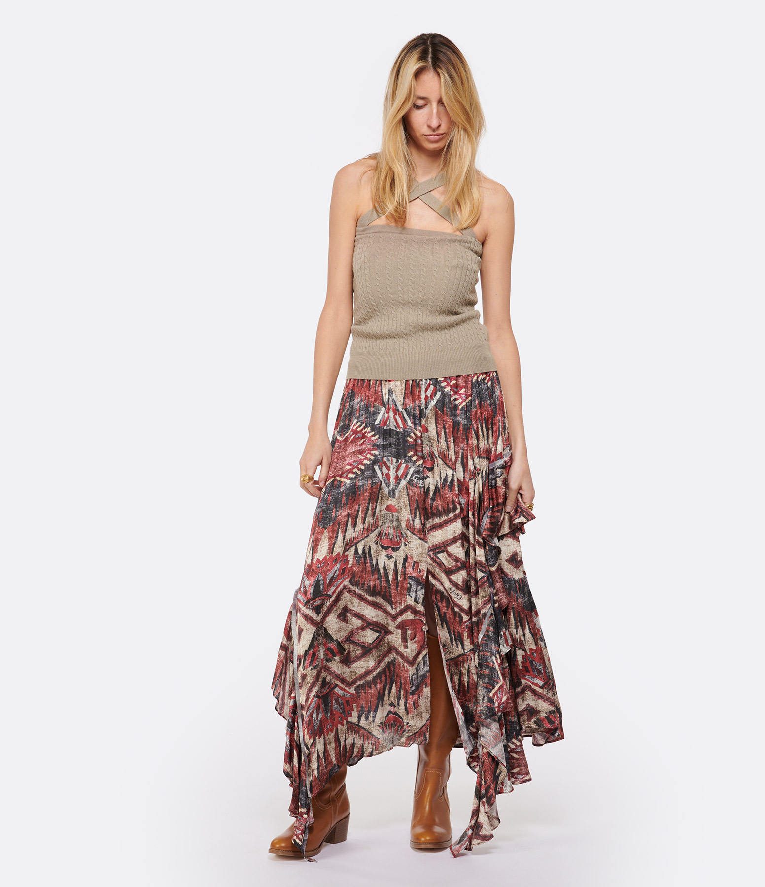 Paula Long Skirt – Raspberry Print