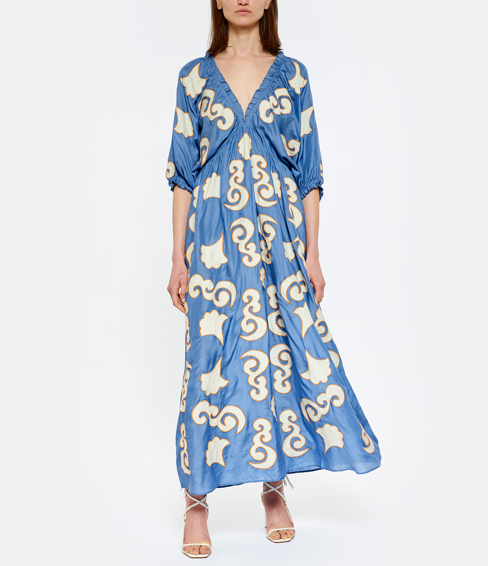 Lucia Blue Embroidered Maxi Dress