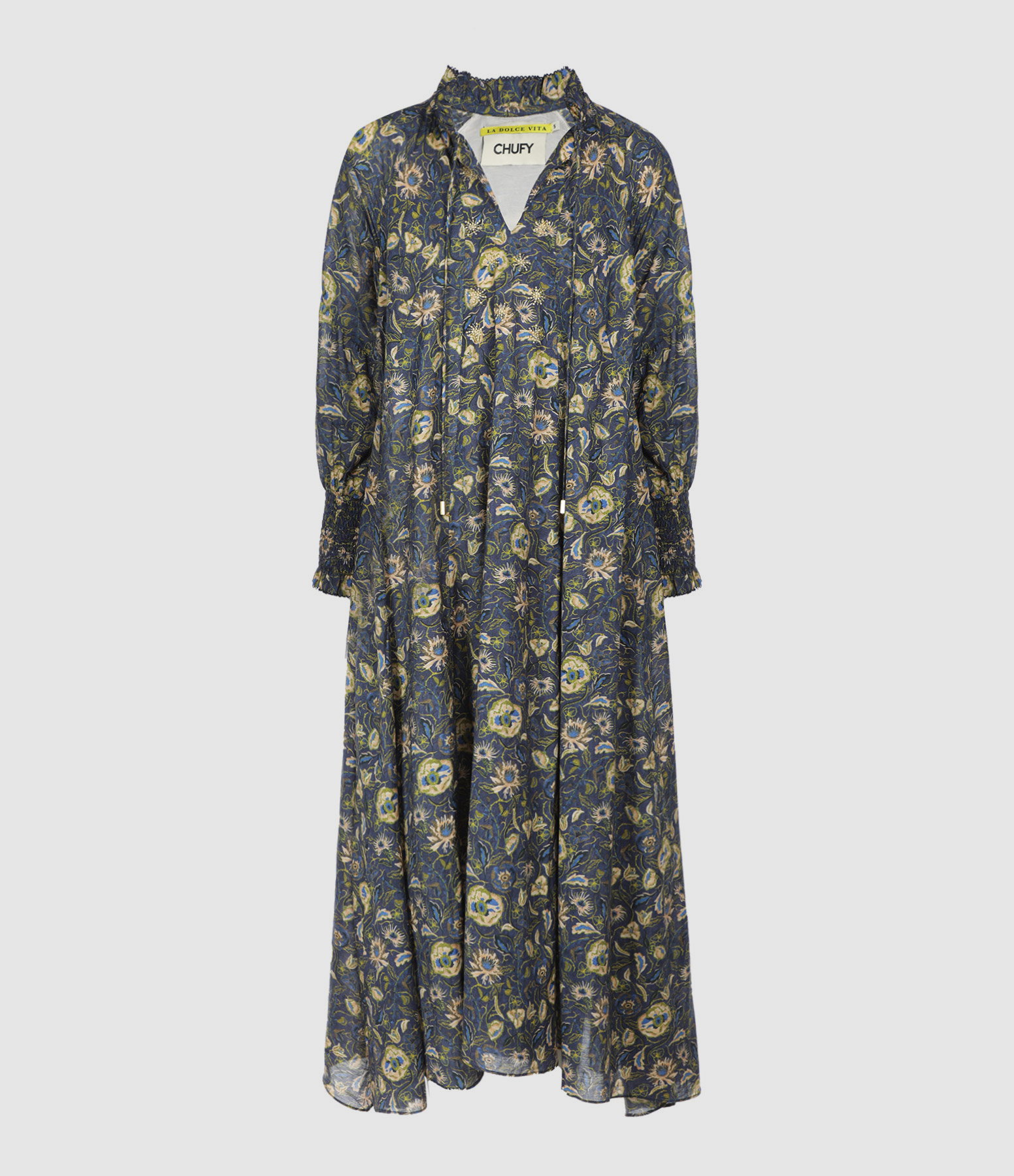 Bellini Long Dress in Amalfi-Print Cotton